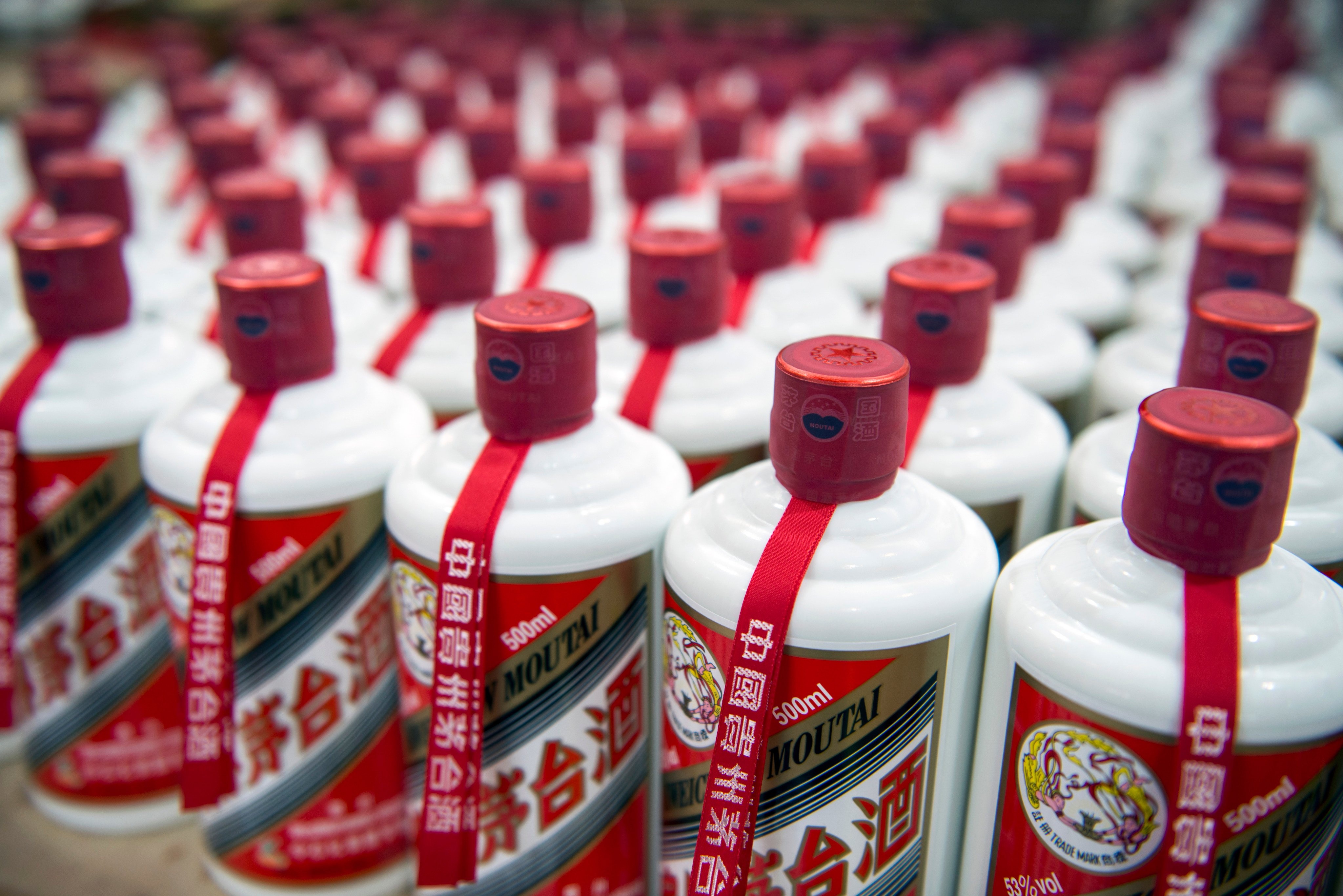 Bottles of Kweichow Moutai, at the factory in Moutai, Guizhou province where much of China’s national drink, baijiu, is distilled for markets at home – and increasingly – abroad. Photo: Zigor Aldama