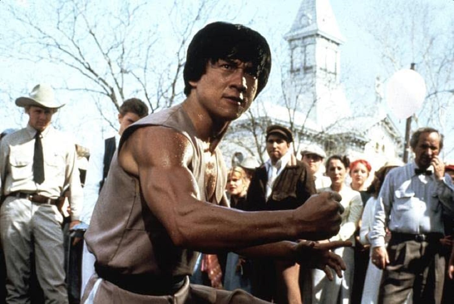 Jackie Chan in a still from Battle Creek Brawl (1980).