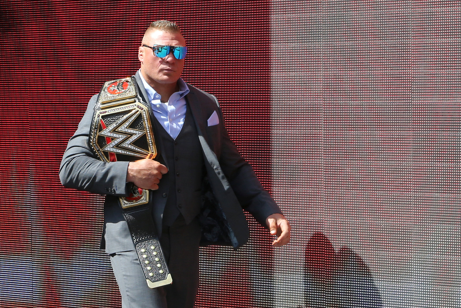 Brock Lesnar won the WWE championship at Day 1, defeating Big E, Bobby Lashley, Seth Rollins and Kevin Owens. Photo: Reuters