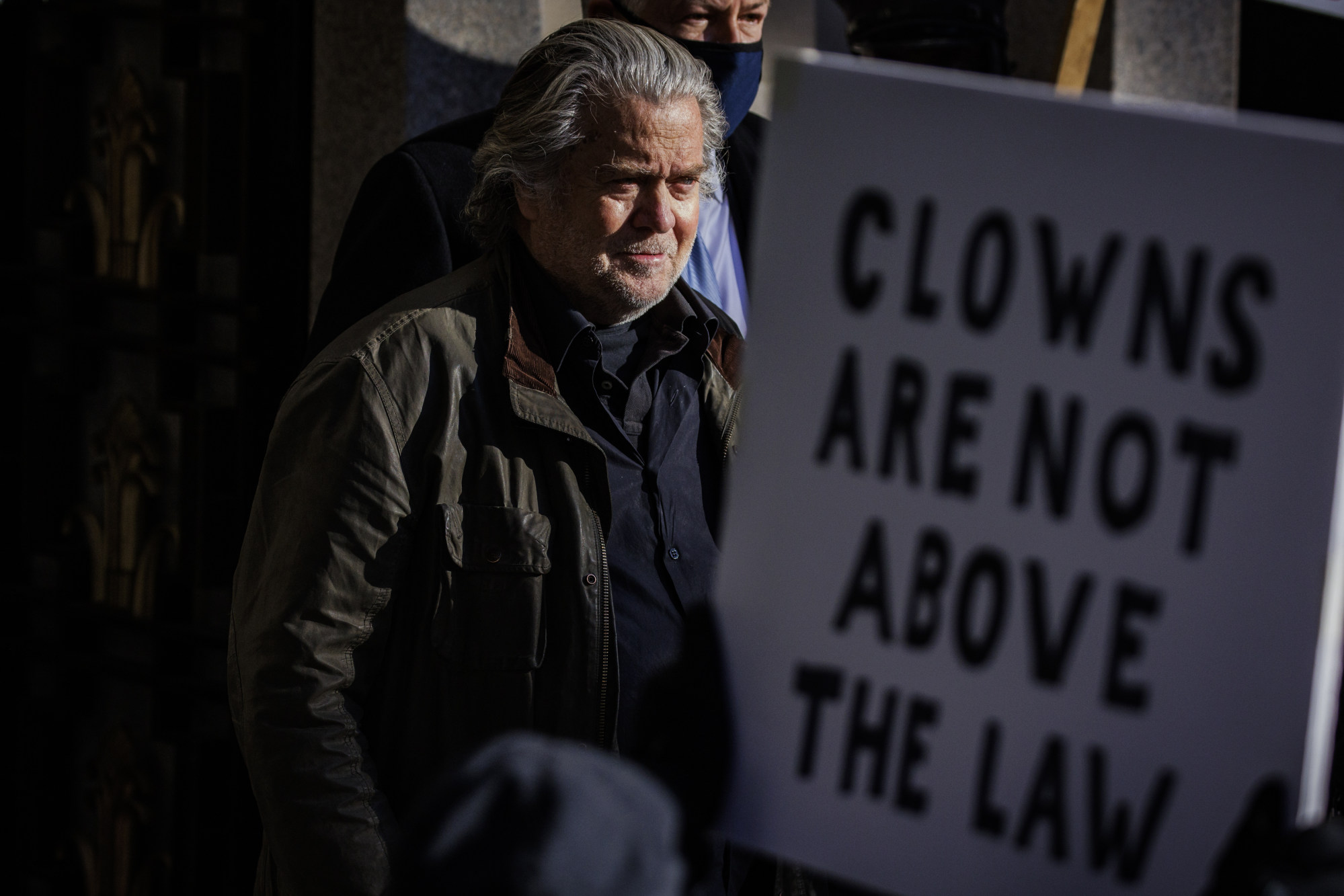 Steve Bannon, former adviser to Trump, leaving court in Washington in November. Bannon surrendered to authorities on criminal charges stemming from his refusal to cooperate with a congressional investigation into the January 6 riot at the Capitol building. Photo: Bloomberg