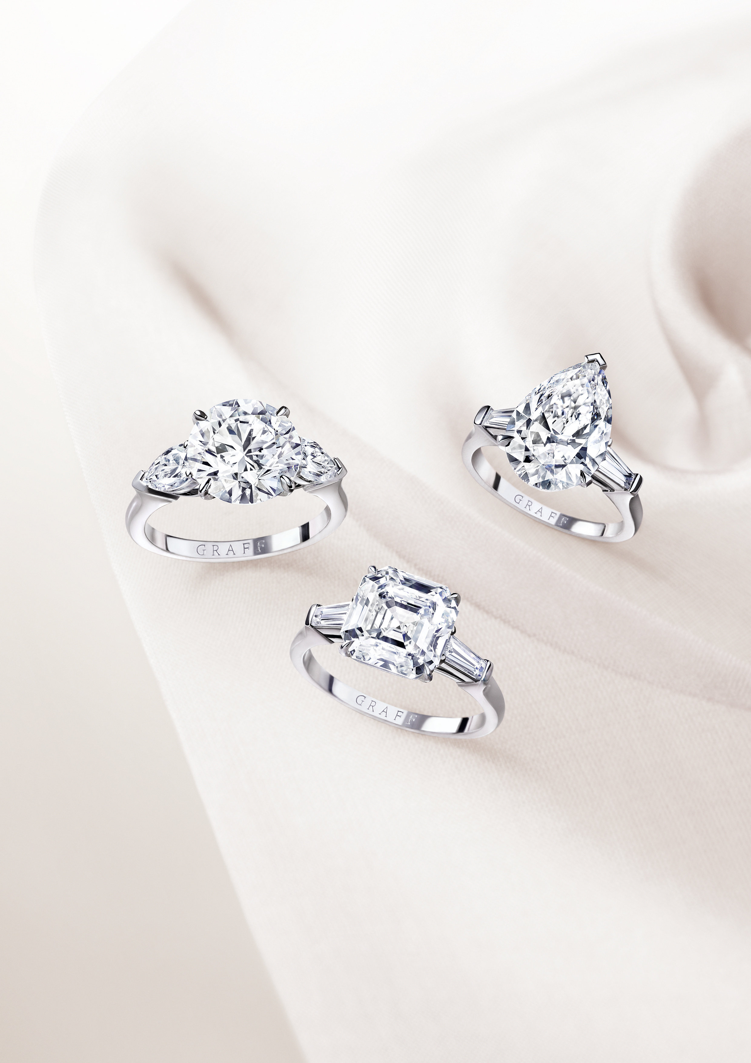 Engagement rings from the Graff jewellery collection. Photo: Graff