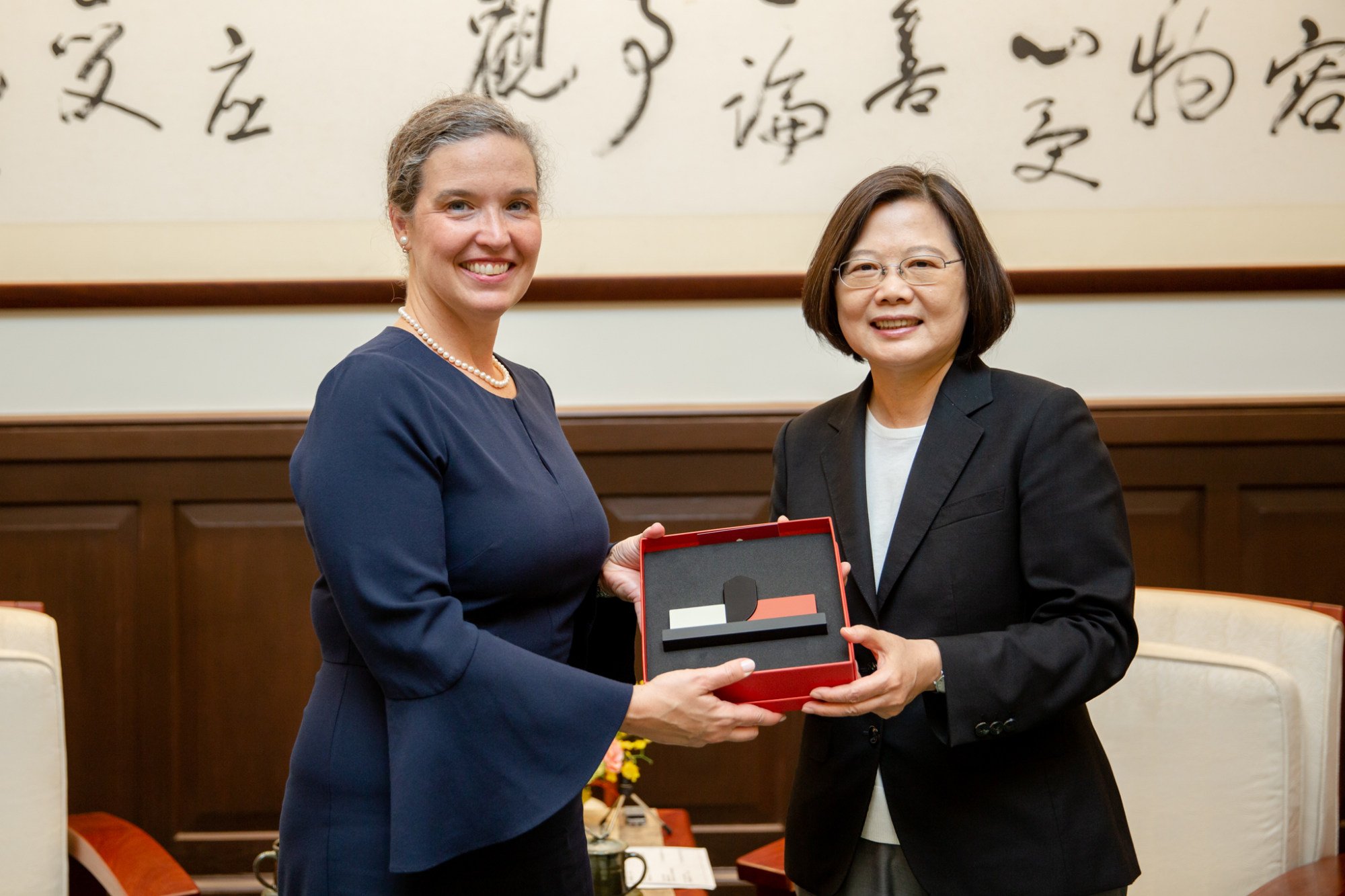 President Tsai Ing-wen meets US diplomat Sandra Oudkirk in Taipei. Photo: Handout