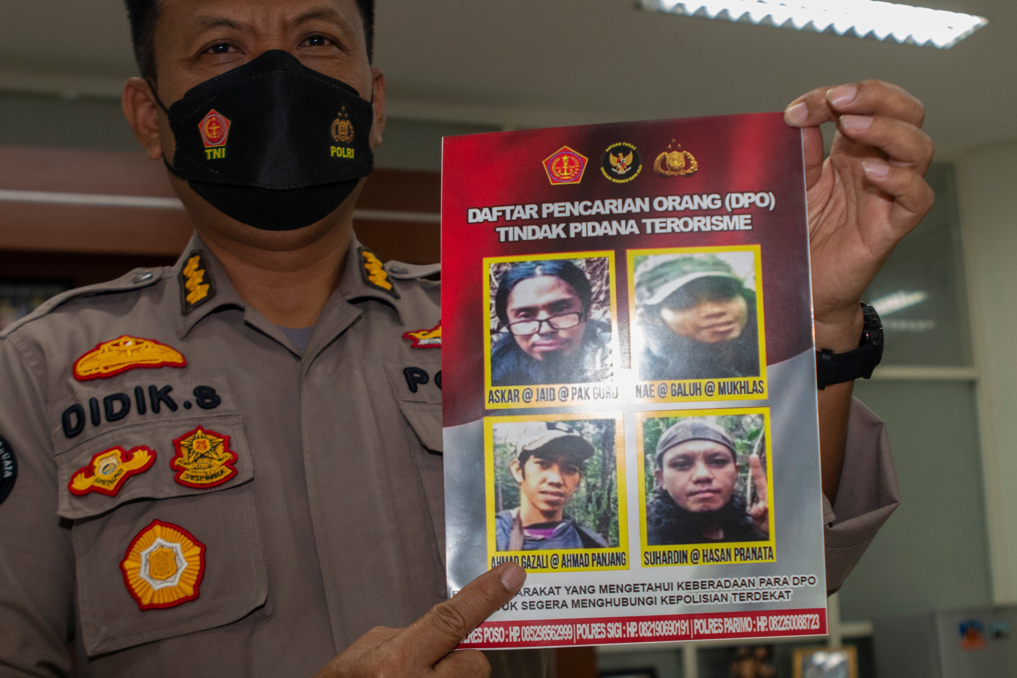 Photo of suspected militant Ahmad Gazali, bottom left, who was killed on Tuesday. Photo: AFP