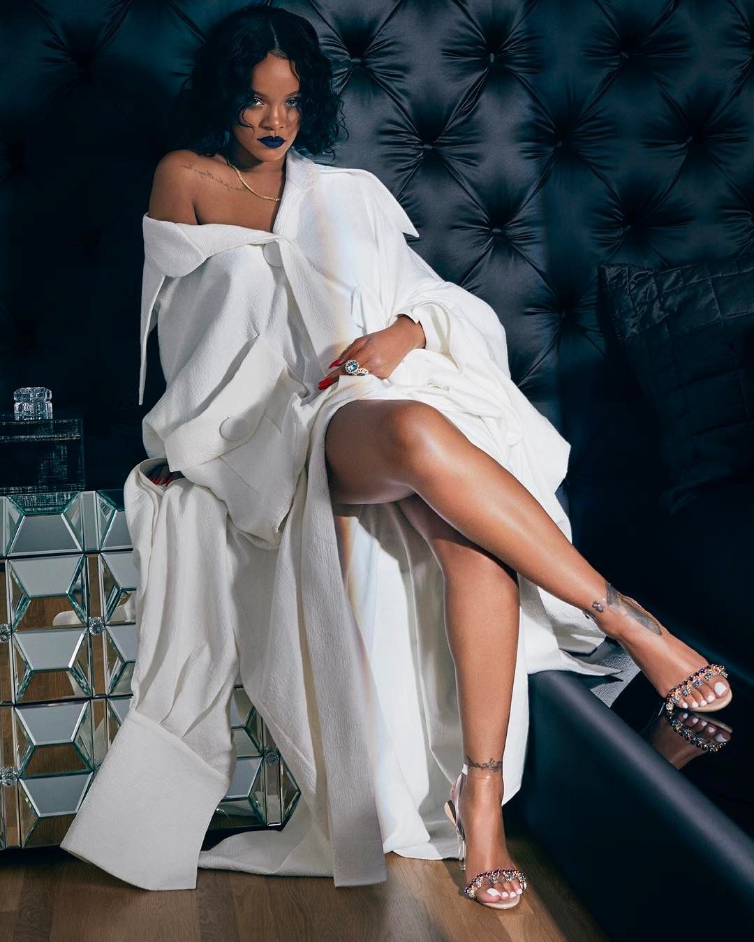 Rihanna in a Cong Tri shirt in a shoot for her Manolo Blahnik collaboration. She has helped boost the Vietnamese label, which is now worn by many Hollywood celebrities.