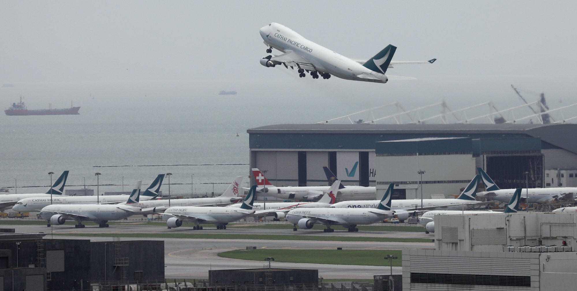 A Cathay Pacific cargo plane takes off from the Hong Kong International Airport in this file photo from June 2020. Photo: Sam Tsang