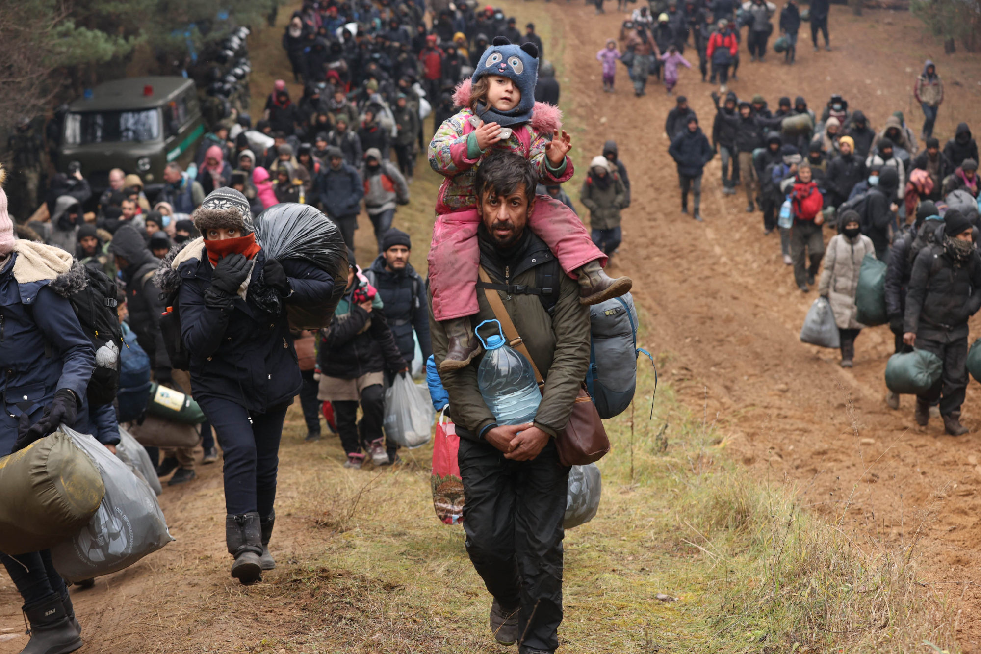 Migrants pictured at the border between Belarus and EU member state Poland in November. Photo: AFP