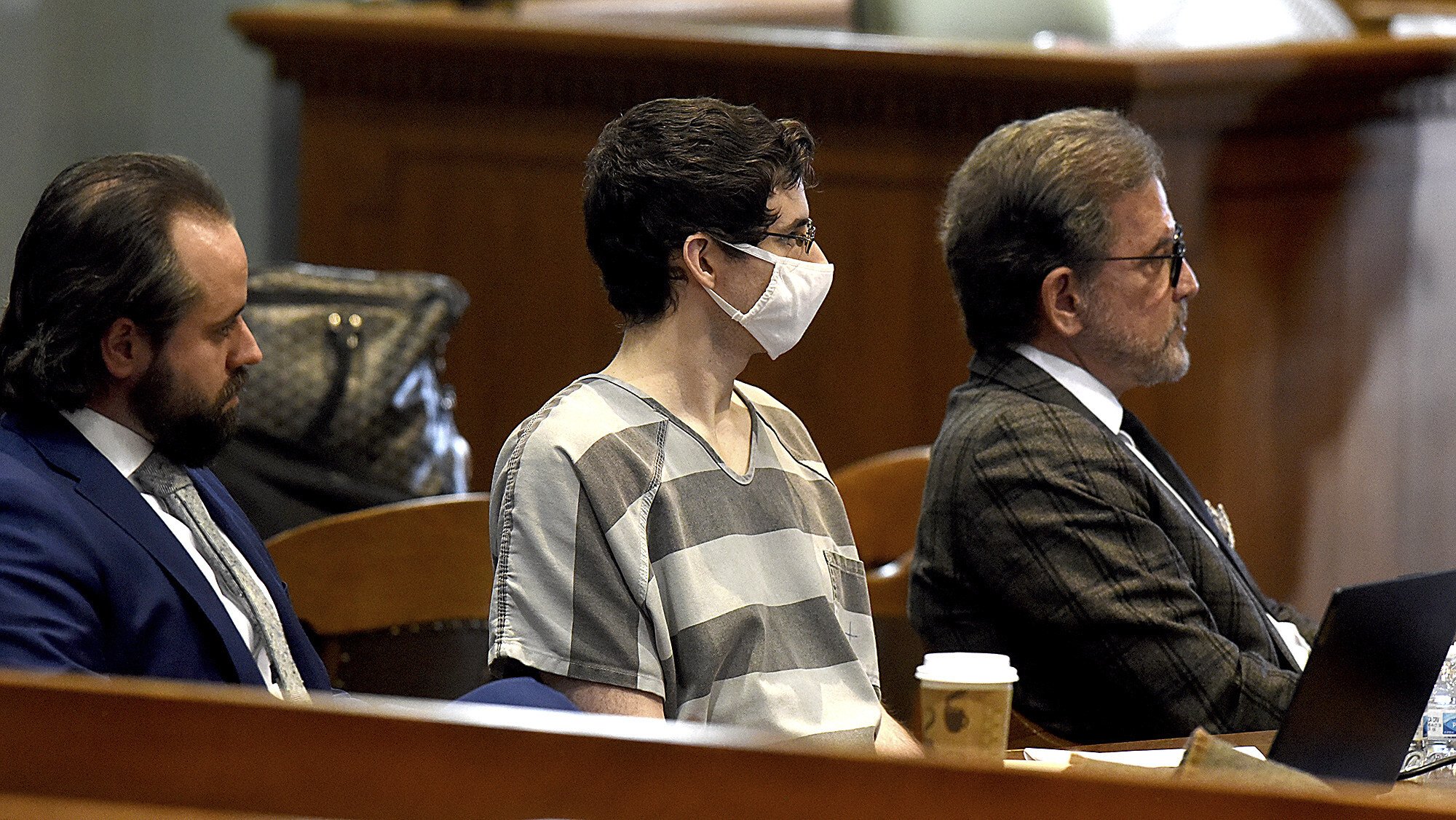 Convicted murderer Joseph Elledge (centre) listens with his lawyers during his sentencing in Columbia, Missouri, on Friday. Photo: Columbia Daily Tribune via AP