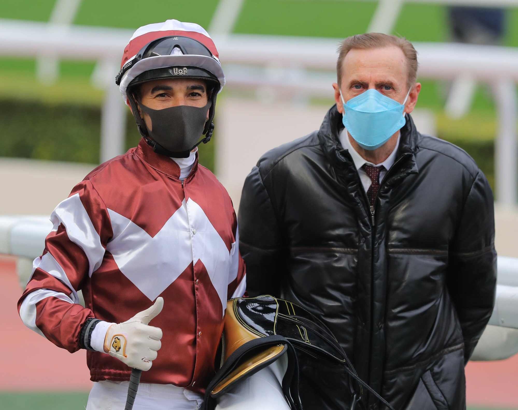 Jockey Joao Moreira and trainer John Size after a recent winner.