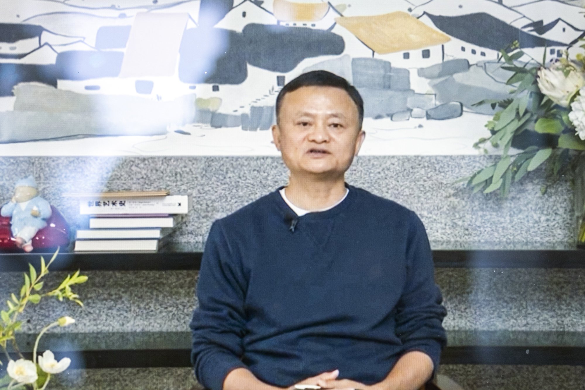 A screen shot of Jack Ma addressing rural teachers in Hainan on January 20, 2021.Photo: Bloomberg