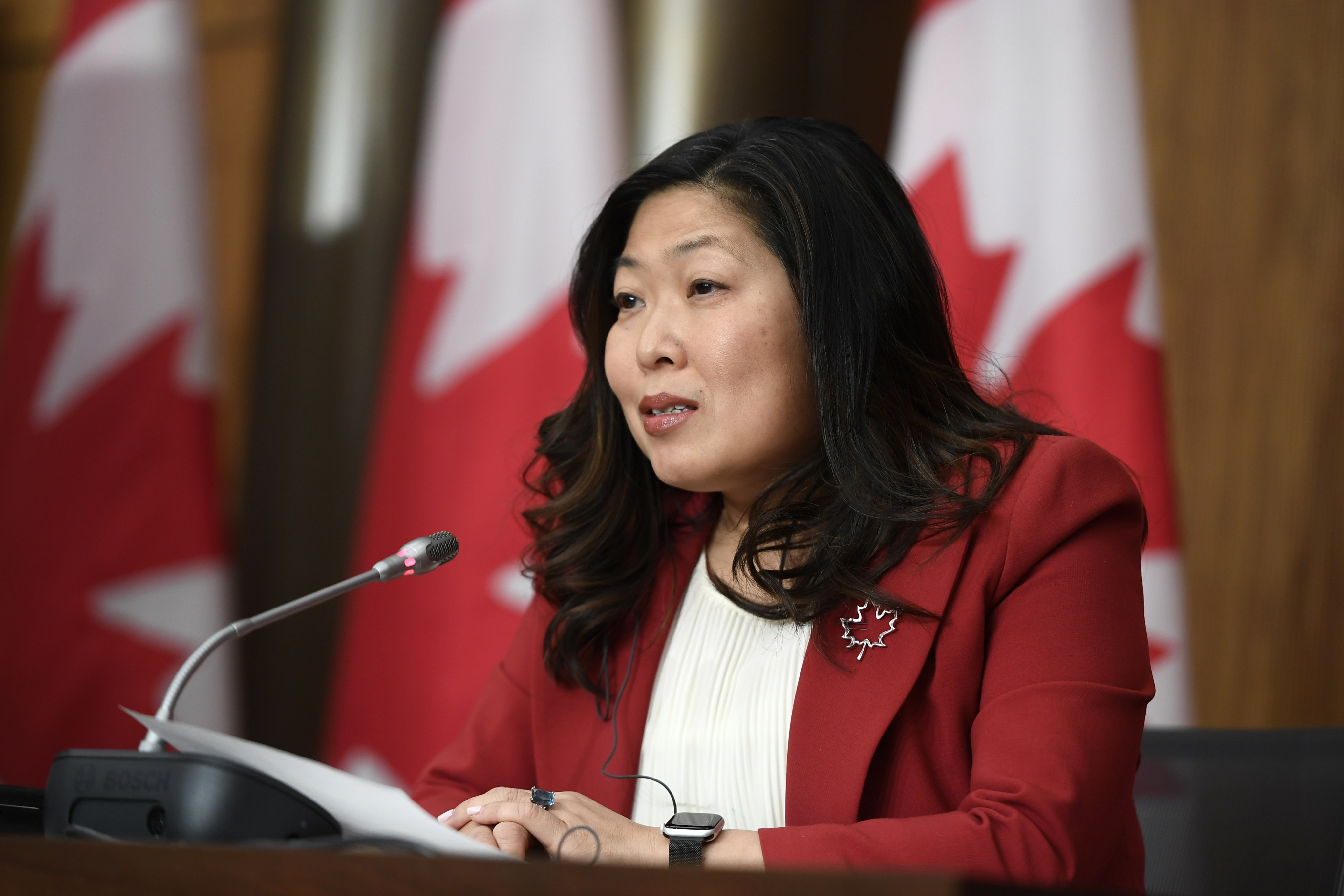 Canada’s International Trade Minister Mary Ng spoke with Taiwan’s Minister-Without-Portfolio John Deng on Sunday, striking an agreement to launch talks on a direct investment arrangement. Photo: AP