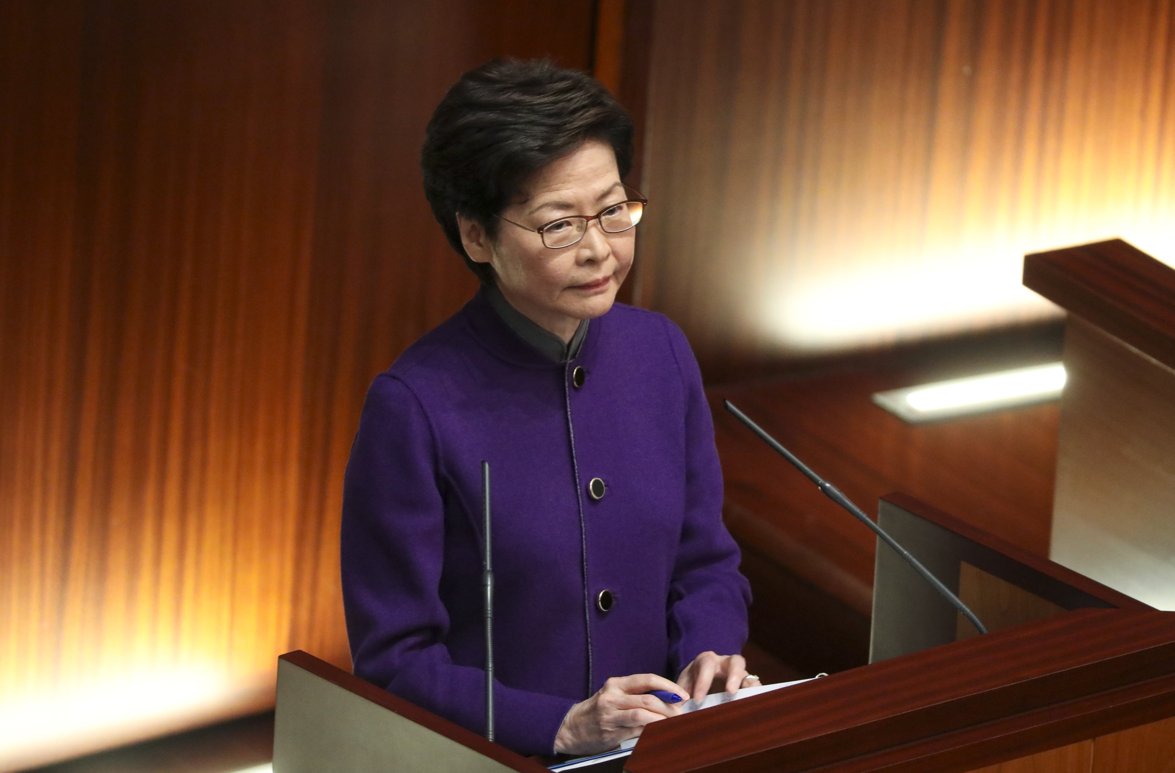 Chief Executive Carrie Lam attends the Legco question and answer session on Wednesday. Photo: Sam Tsang