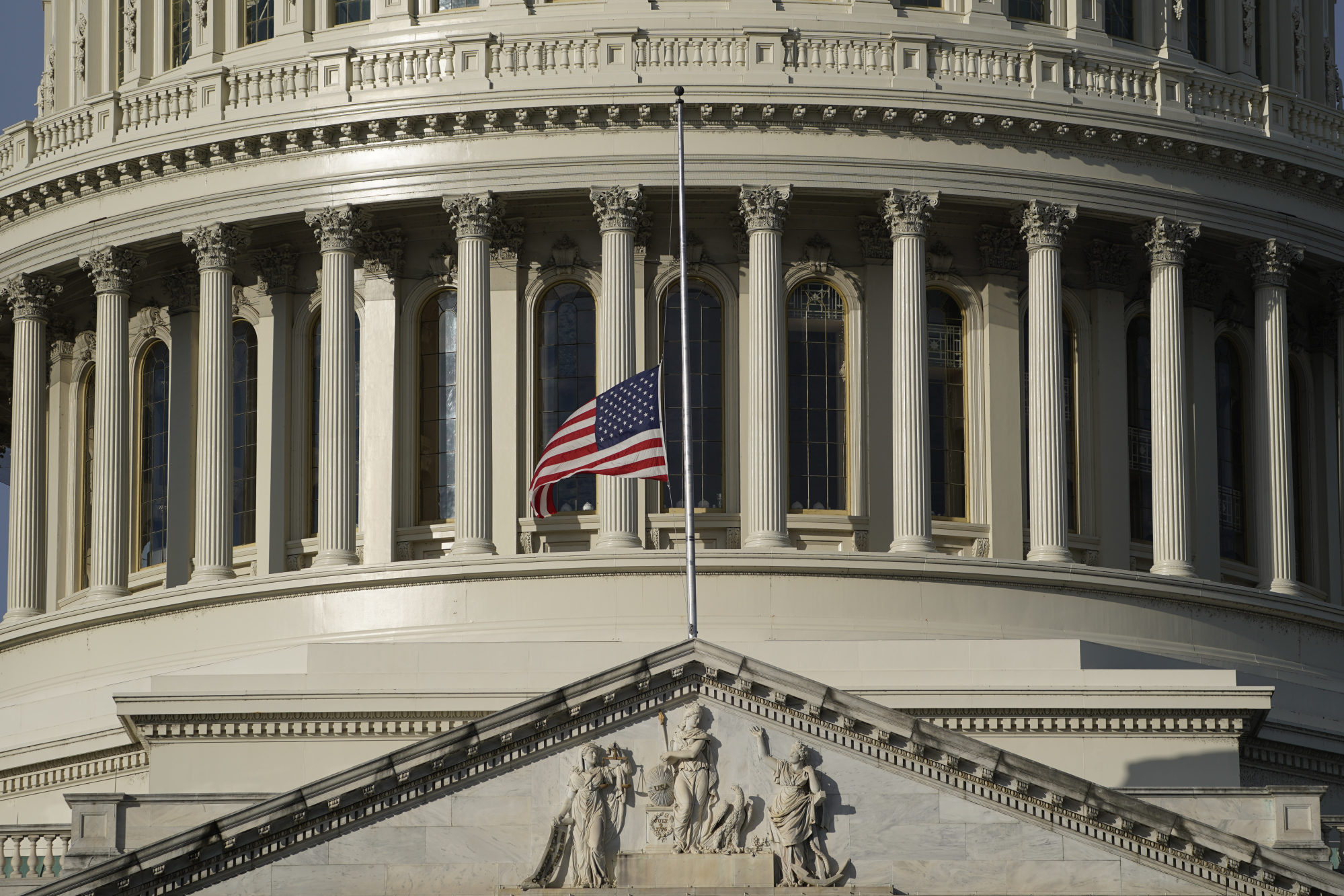 The US flag at half mast outside the US Capitol on the first anniversary of the deadly insurrection at the US Capitol in Washington, on January 6. With its semi-return to isolationism, the US has changed course on the international scene. Photo: Bloomberg