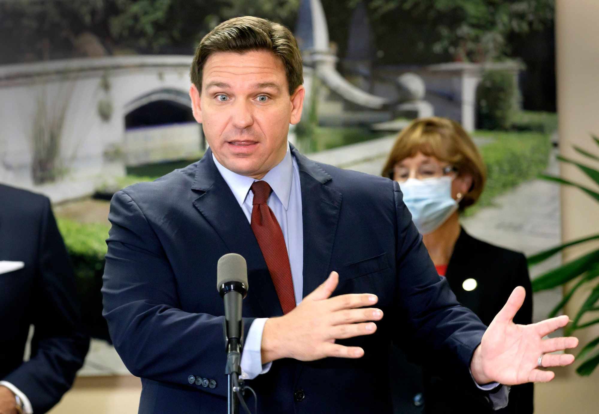 Florida Governor Ron DeSantis speaks at a press conference on Covid-19 in West Palm Beach on January 6. Photo: TNS