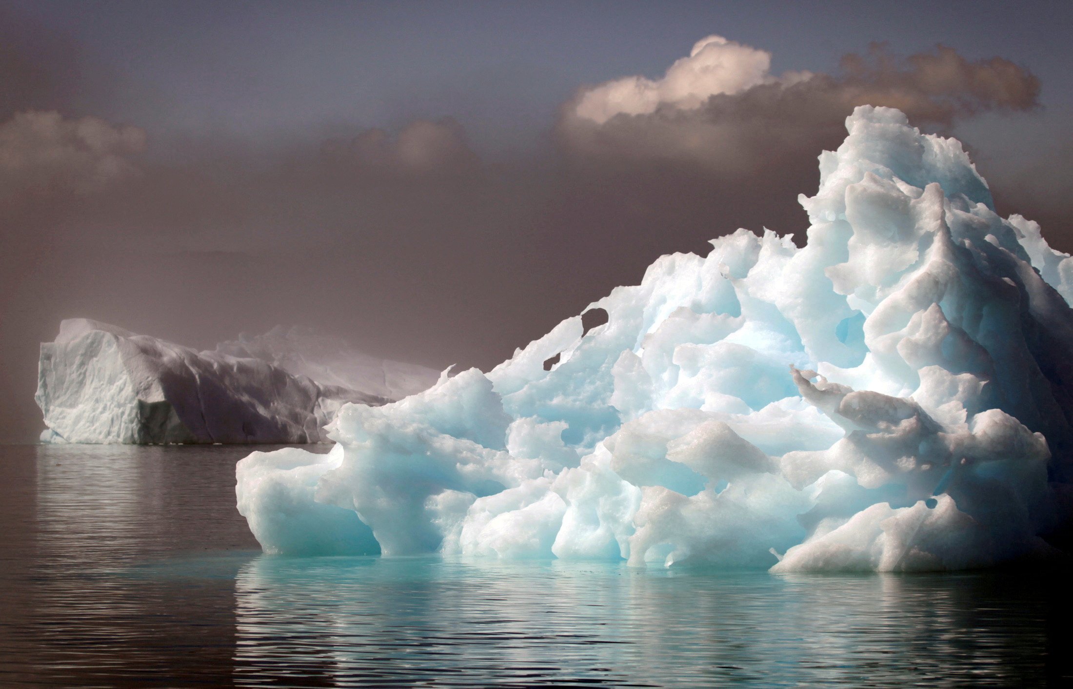 Icebergs in a fjord in Greenland, which Denmark says is an espionage target. Photo: Reuters
