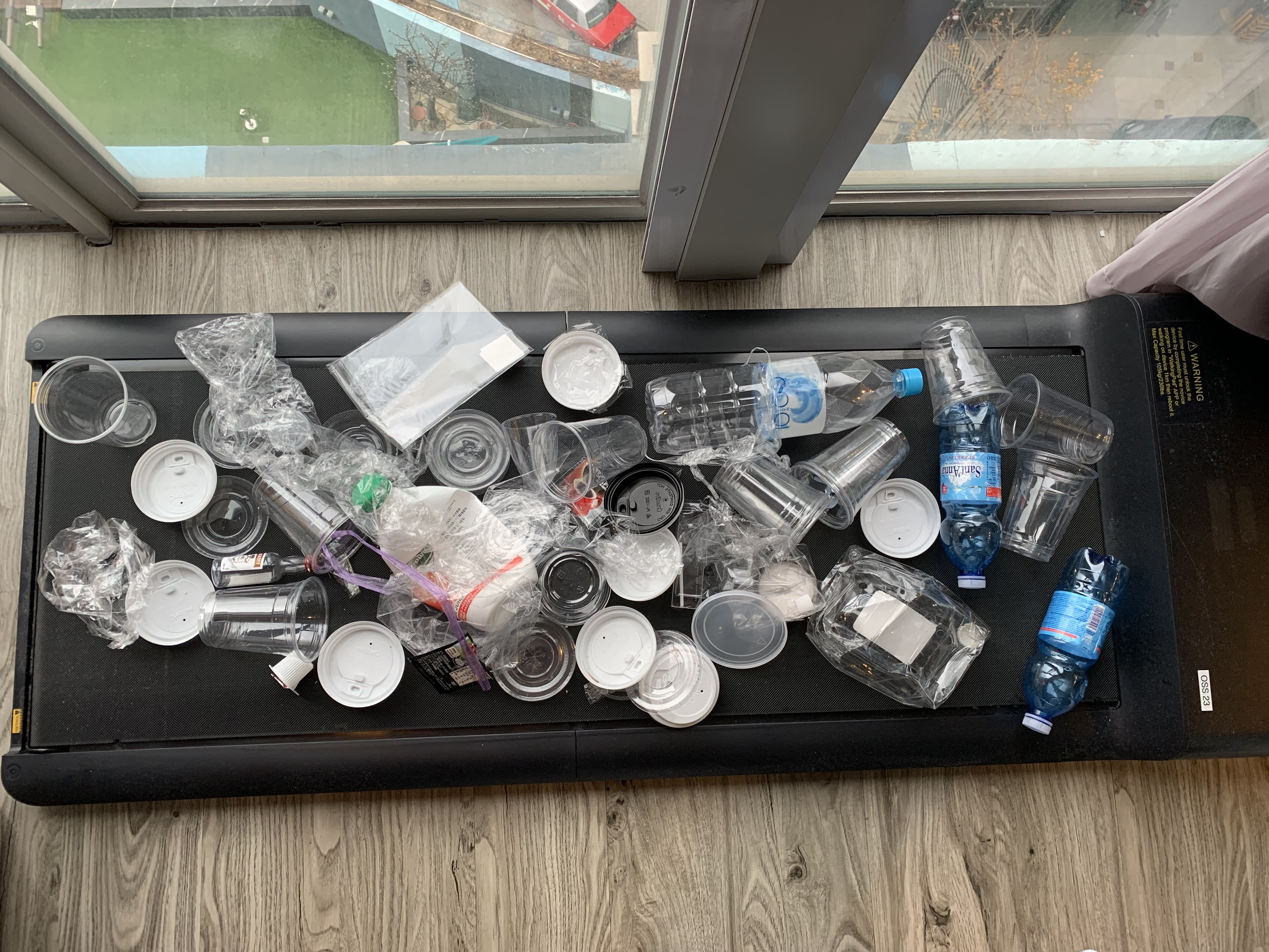 The plastic rubbish accumulated by one hotel guest who attempted to limit his plastic waste as much as possible during a recent 21-day stay at Ovolo Southside in Wong Chuk Hang, Hong Kong. The amount does not include the 231 pieces of “biodegradable” food containers he accumulated. Photo: Stephen McCarty