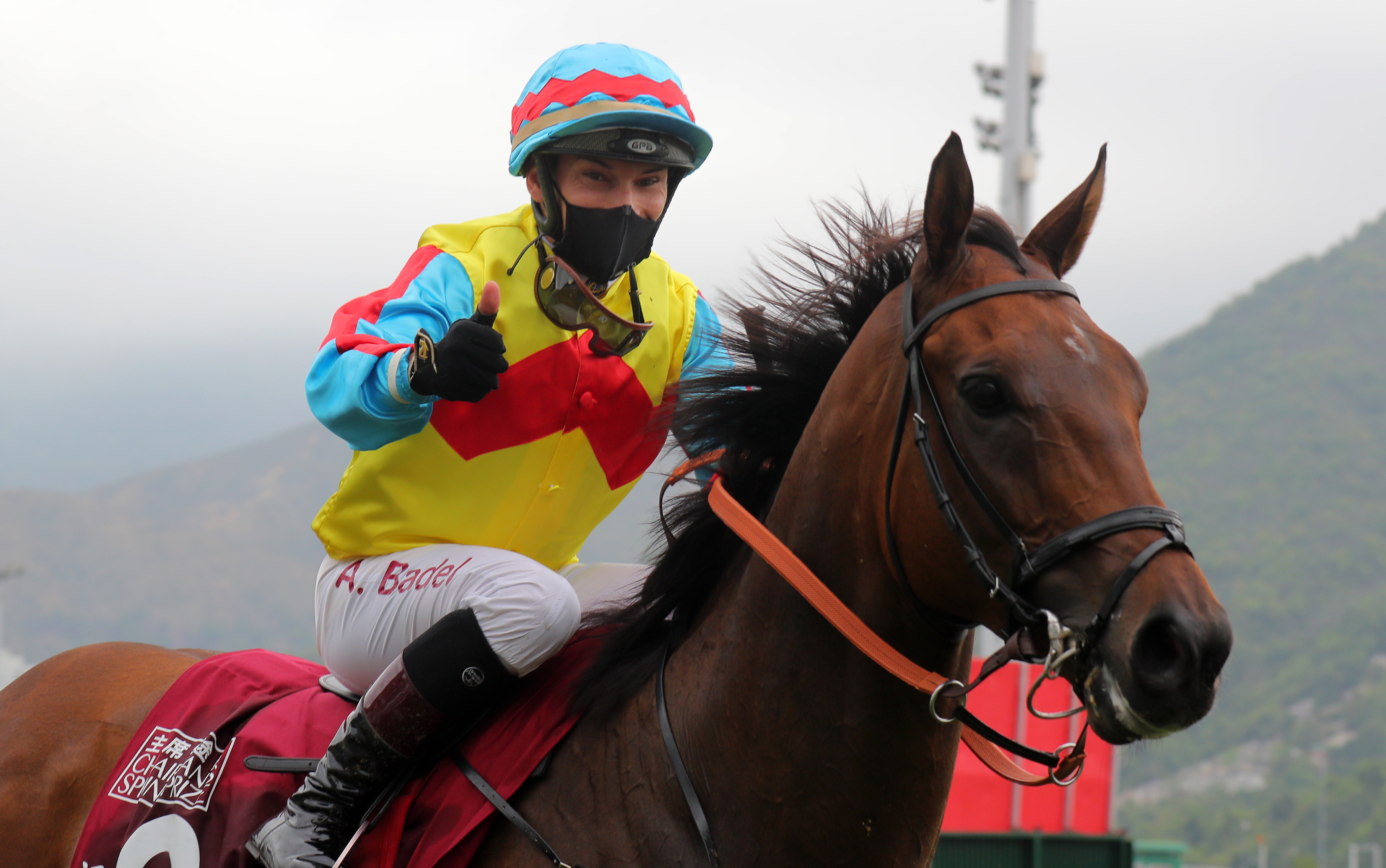 Alexis Badel gives the thumbs up after winning the Group One Chairman’s Sprint Prize. Photo:SCMP / Kenneth Chan.