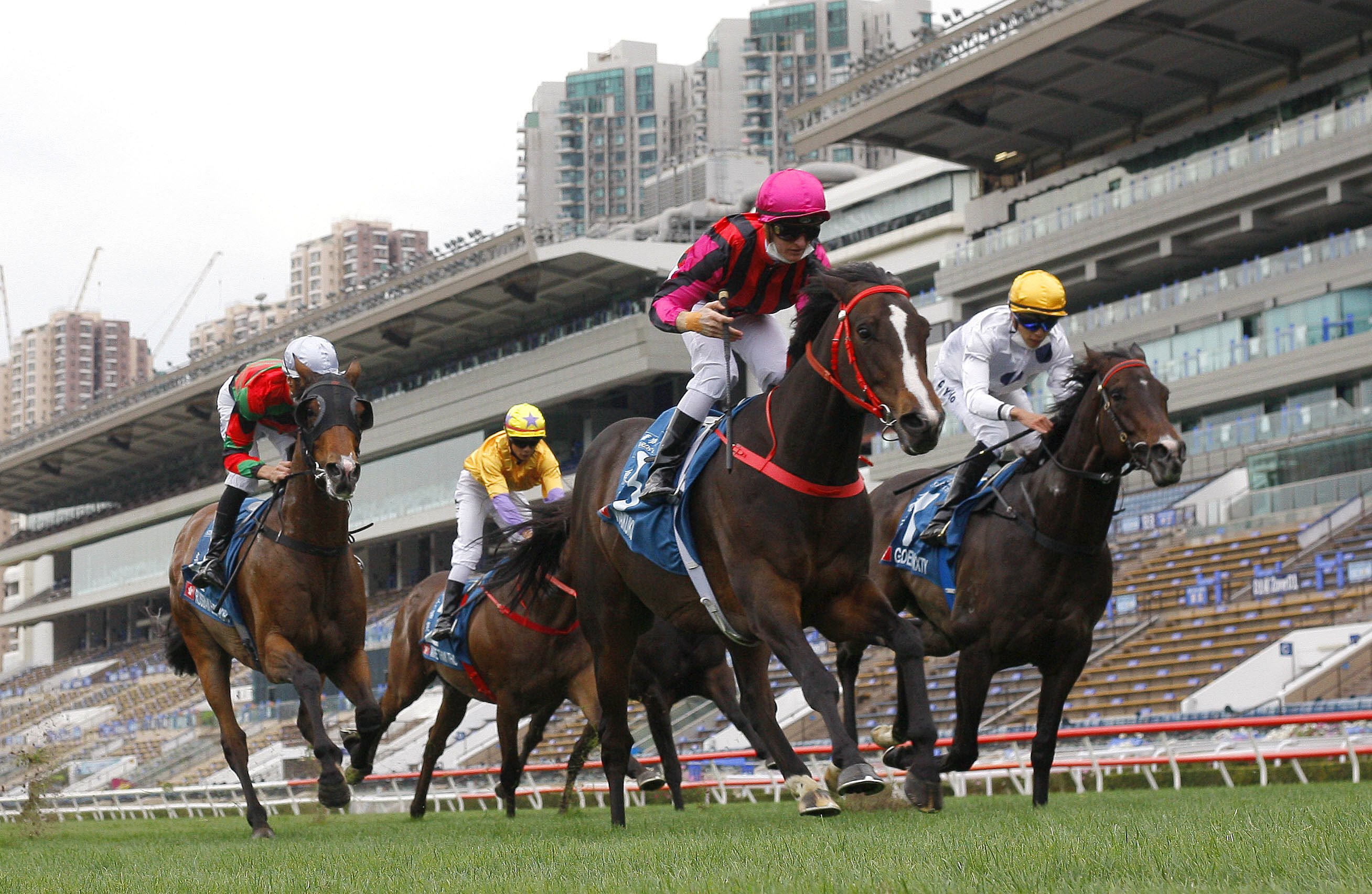 Waikuku and Zac Purton beat Hong Kong superstar Golden Sixty in the Group One Stewards’ Cup. Photos: HKJC