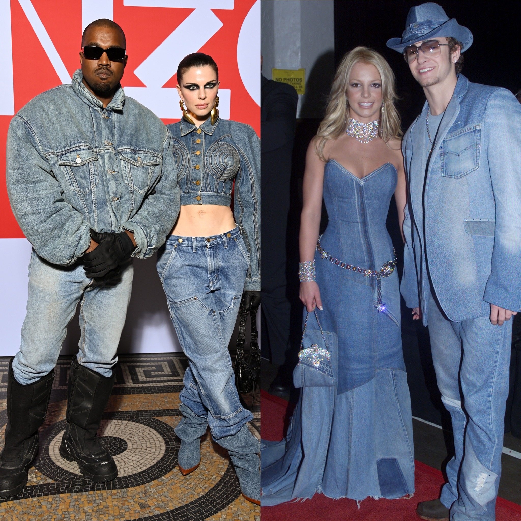 Kanye West and new girlfriend Julia Fox wear matching double denim as they  attend first fashion show together in Paris
