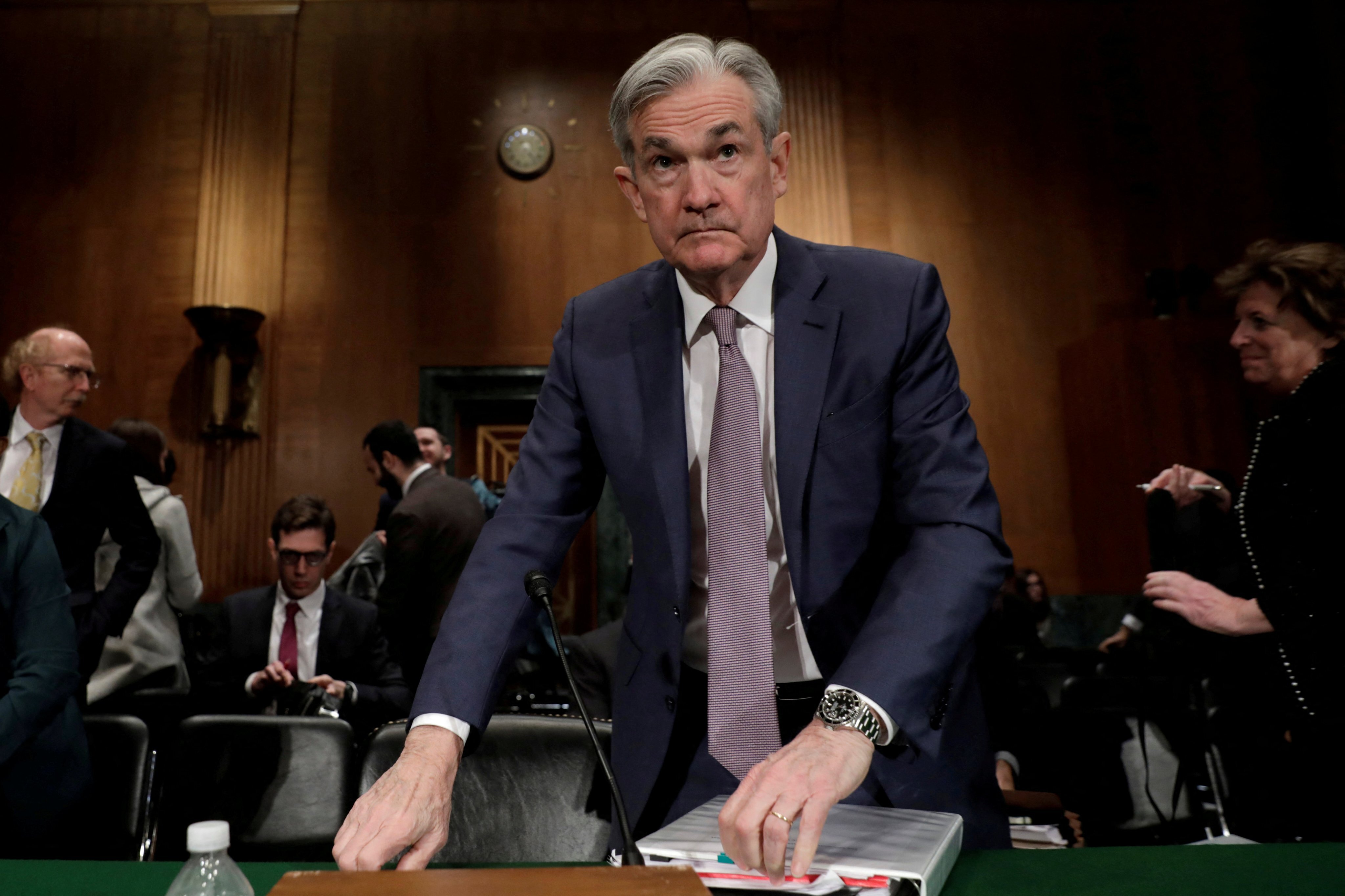 Federal Reserve Chair Jerome Powell seen after delivering the Fed’s monetary policy report to the US Senate in February 2020. The Fed must decide on its latest policy as high inflation rates prove to be deep-seated rather than transitory. Photo: Reuters