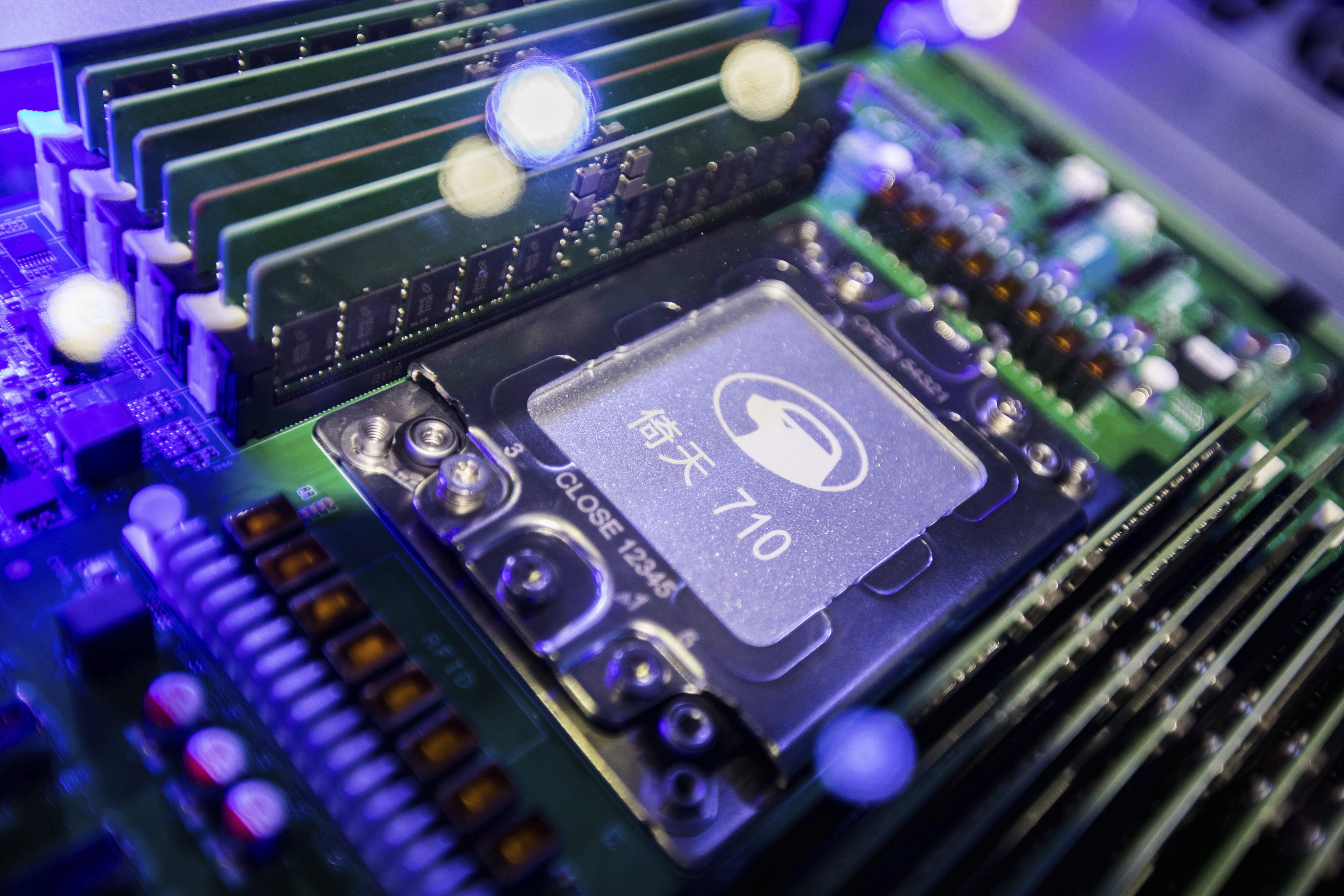 An image of the server chip Yitian 710, developed by Alibaba. A recent Harvard report suggested that China will soon, if it has not already, overtake the US in foundational technologies like semiconductors. Photo: AP