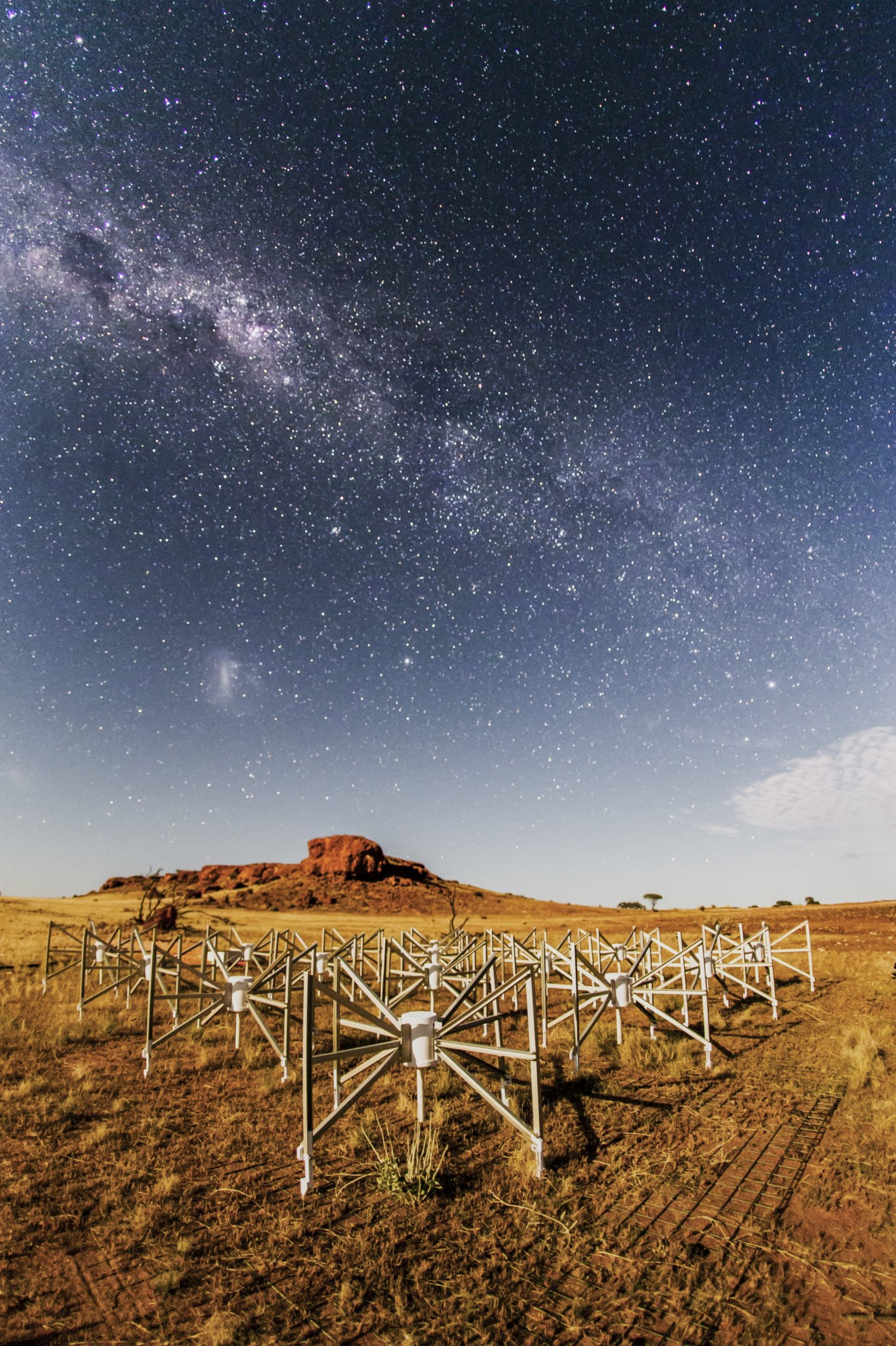 One of 256 tiles of the Murchison Widefield Array low-frequency radio telescope in Western Australia. Photo: Pete Wheeler, ICRAR