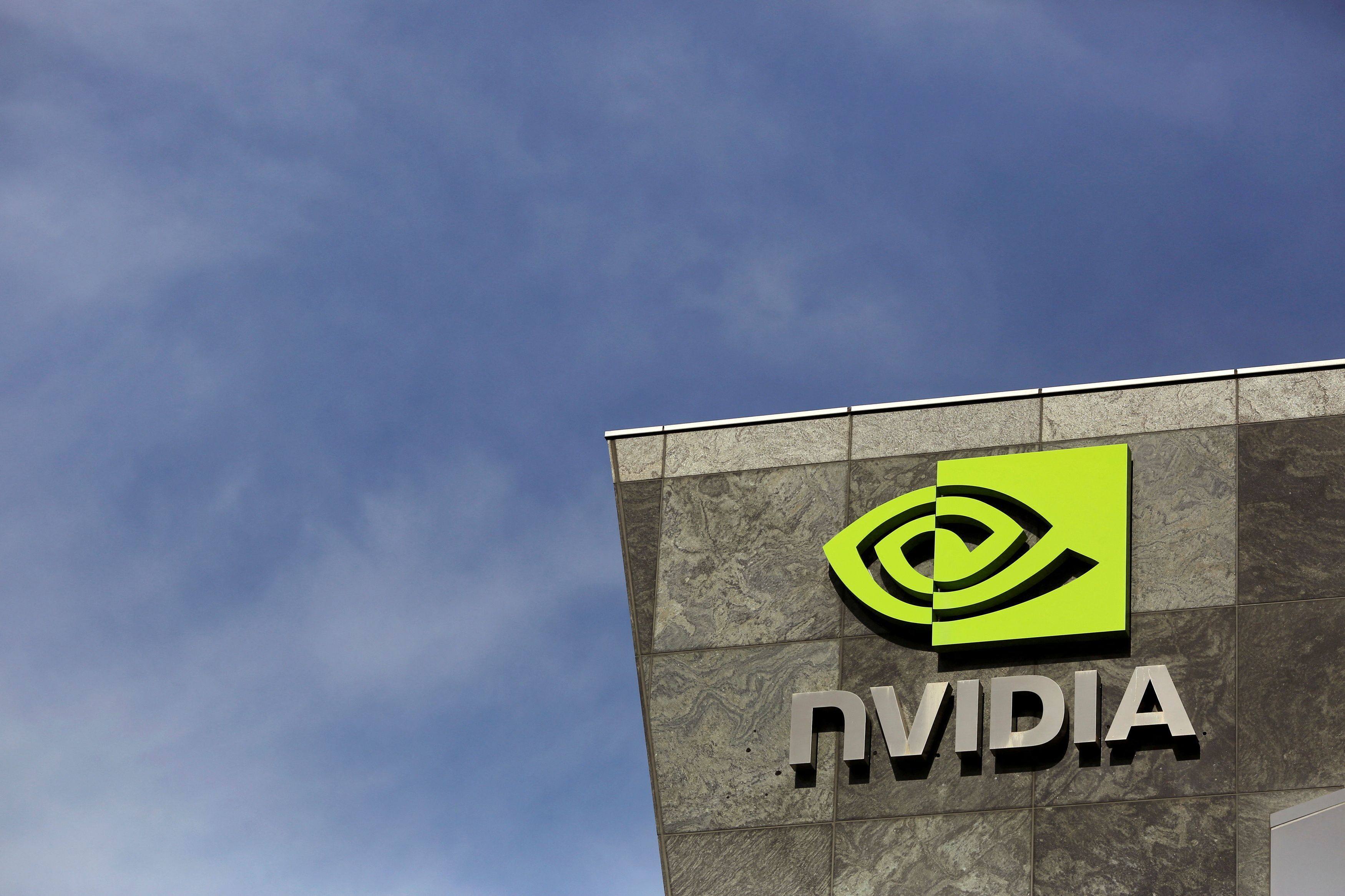 The logo of technology company Nvidia seen at its headquarters in Santa Clara, California, on February 11, 2015. Photo: Reuters