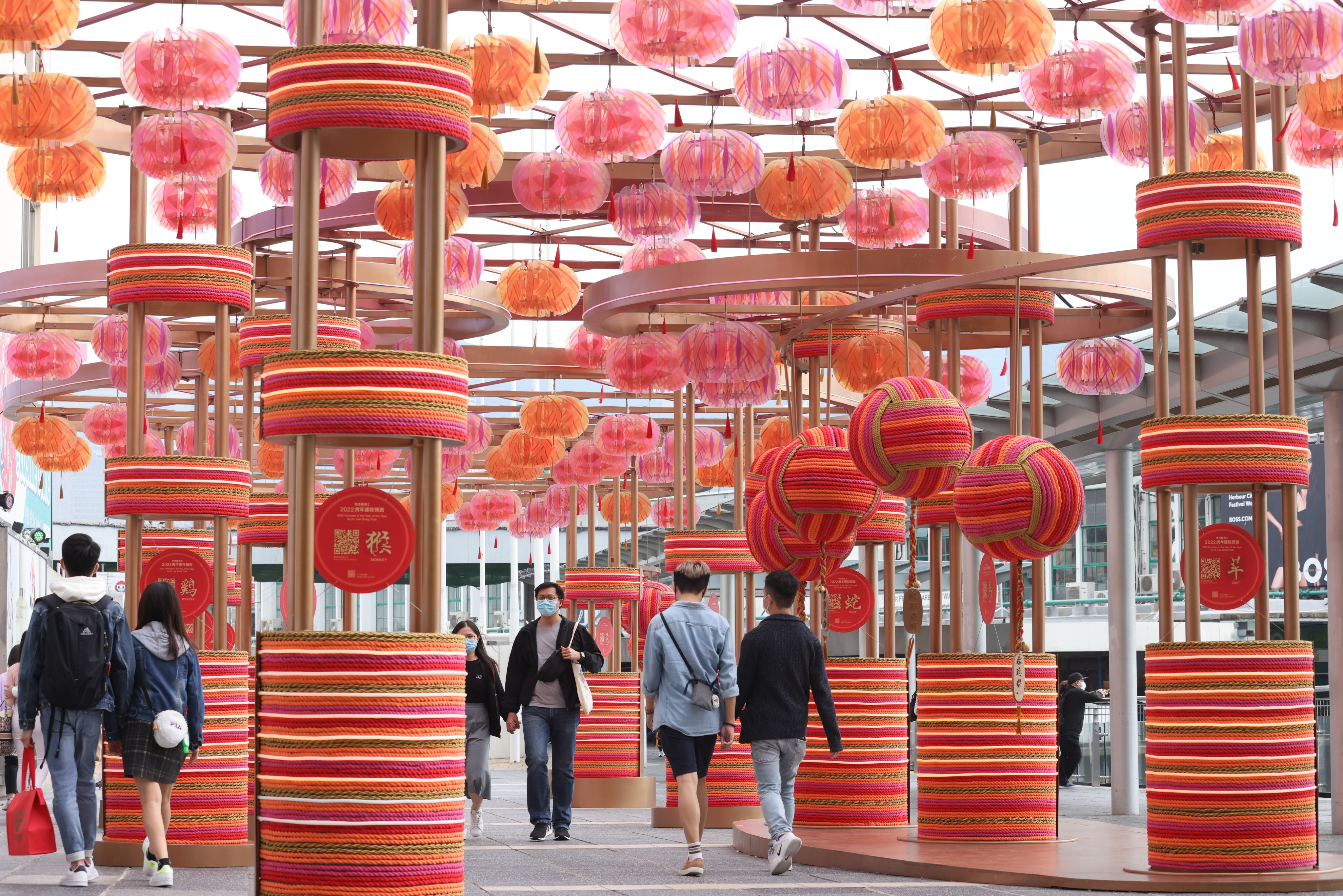 Lunar New Year decorations at Ocean Terminal at Harbour City in Tsim Sha Tsui on 26 January 2022. Photo: Nora Tam