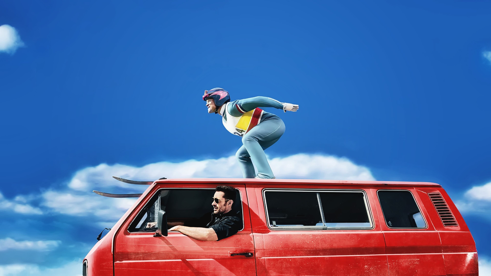 Taron Egerton and Hugh Jackman in “Eddie the Eagle” (2016). Photo: Handout