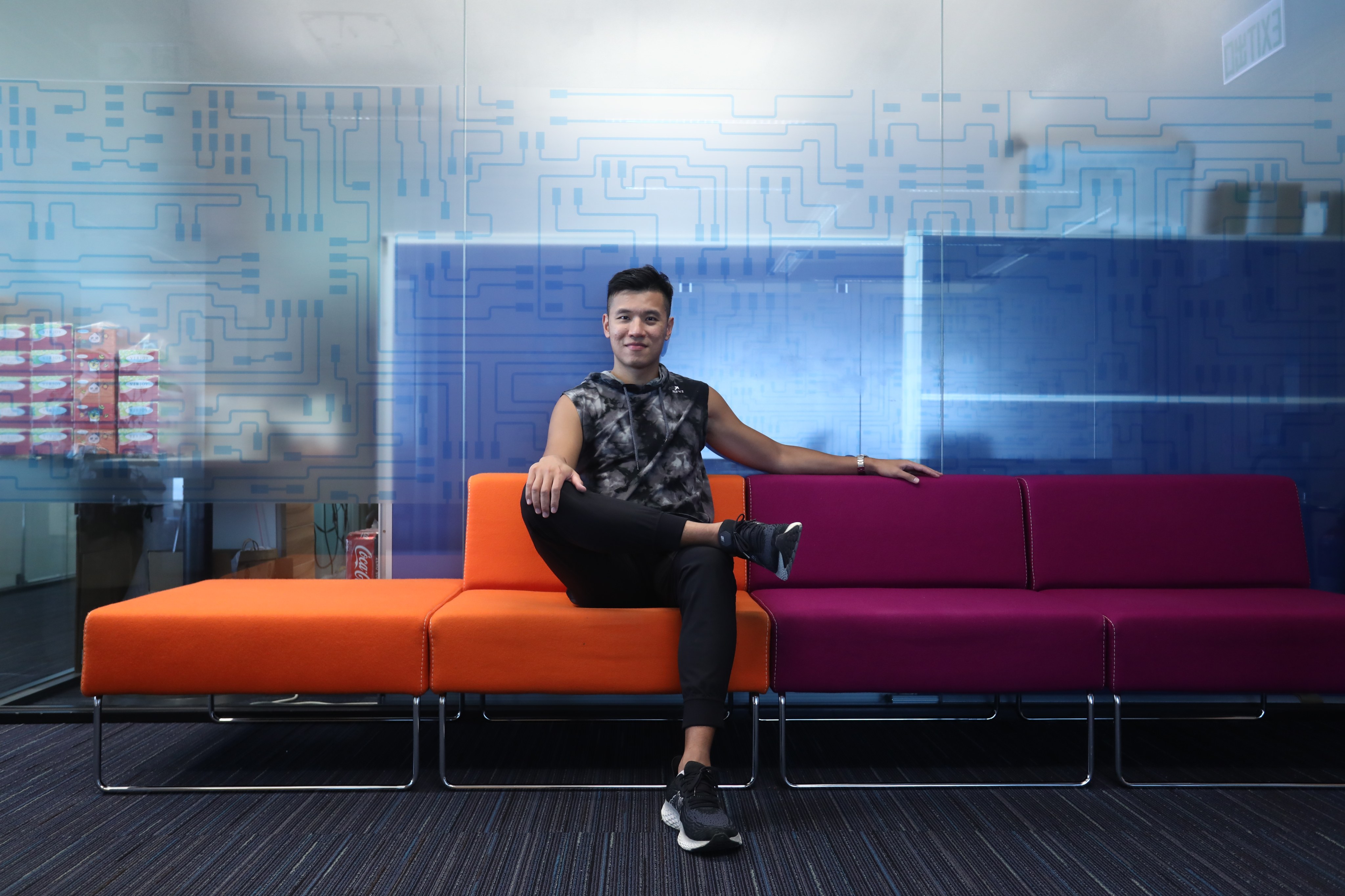 Keith Rumjahn, CEO of Kara Smart Fitness, at his offices in Cyberport. Photo: Jonathan Wong