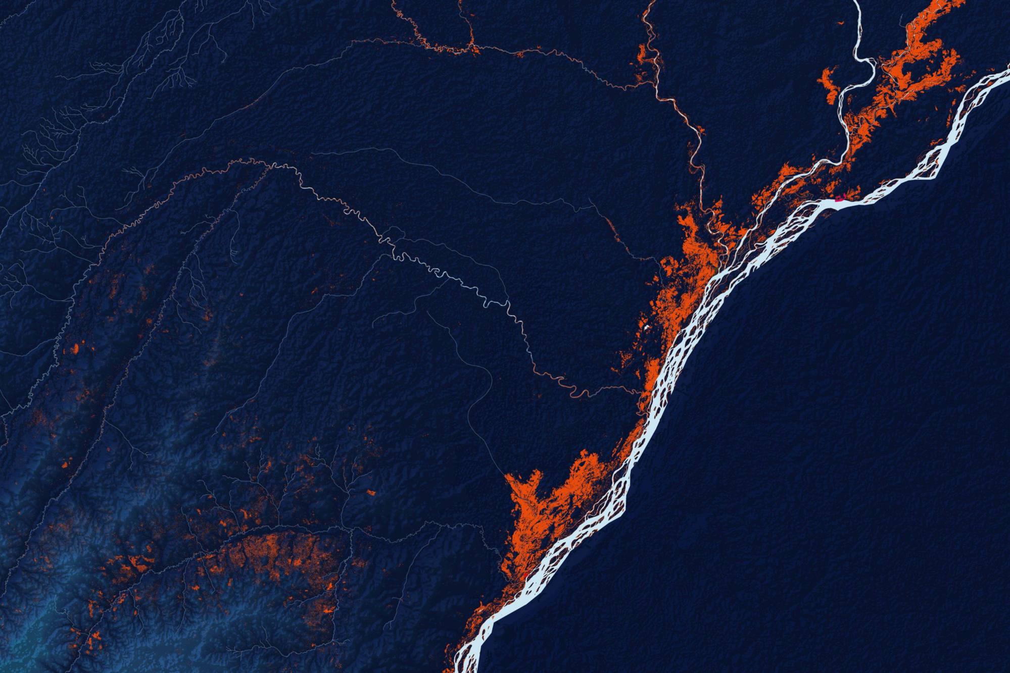 A map of flooding in the Republic of the Congo, powered by Google data. Photo: Cloud to Street