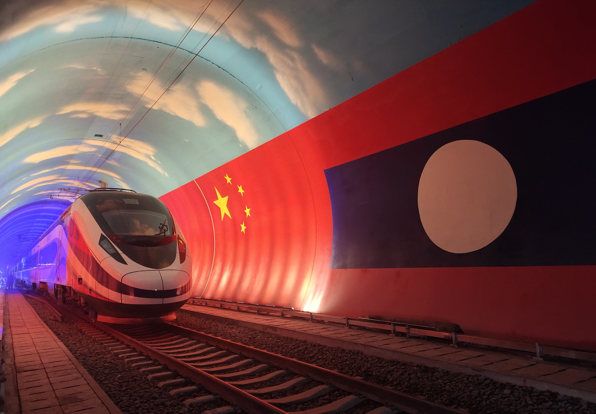 A train crosses the China-Laos border inside a tunnel on October 15. The 1,035km China-Laos high-speed railway, which started operation in December, was a highlight of the China-Asean relationship in 2021. Photo: Xinhua