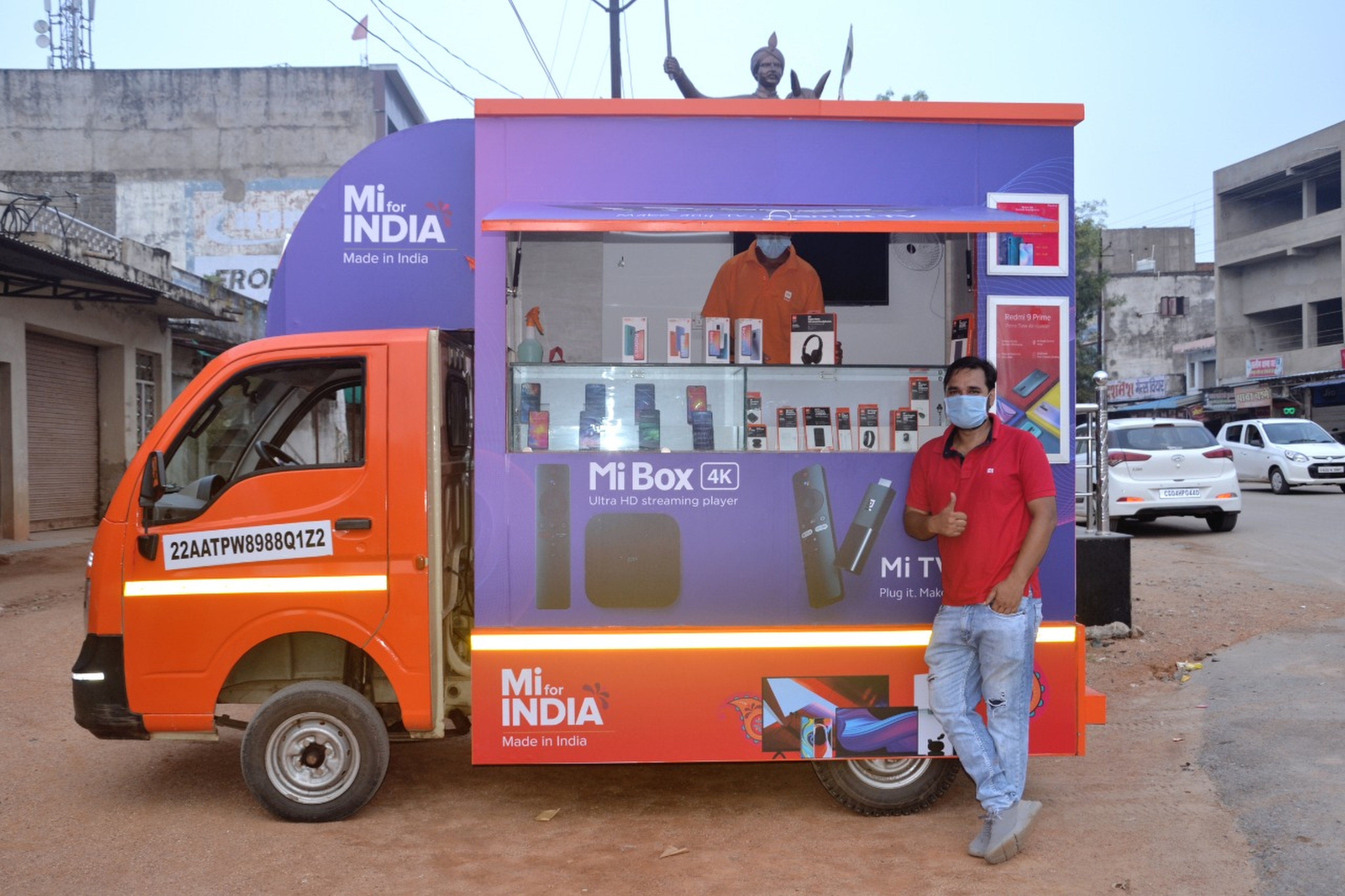 A Xiaomi Mi Store on Wheels in remote India. Photo: SCMP
