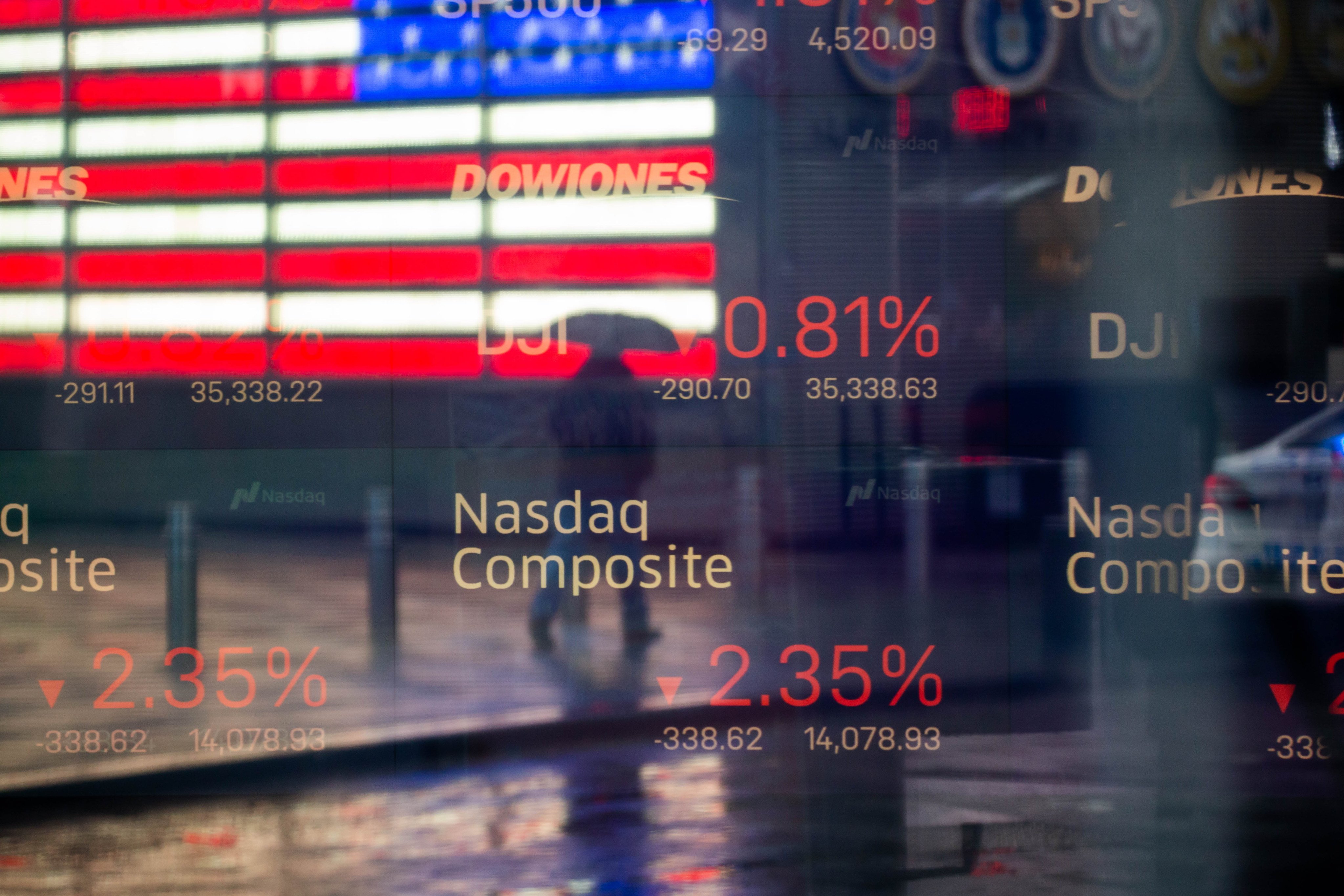 Stock market information shown at the Nasdaq MarketSite in New York on February 3. Stock markets have had strong reactions to the prospect of central banks raising interest rates. Photo: Bloomberg