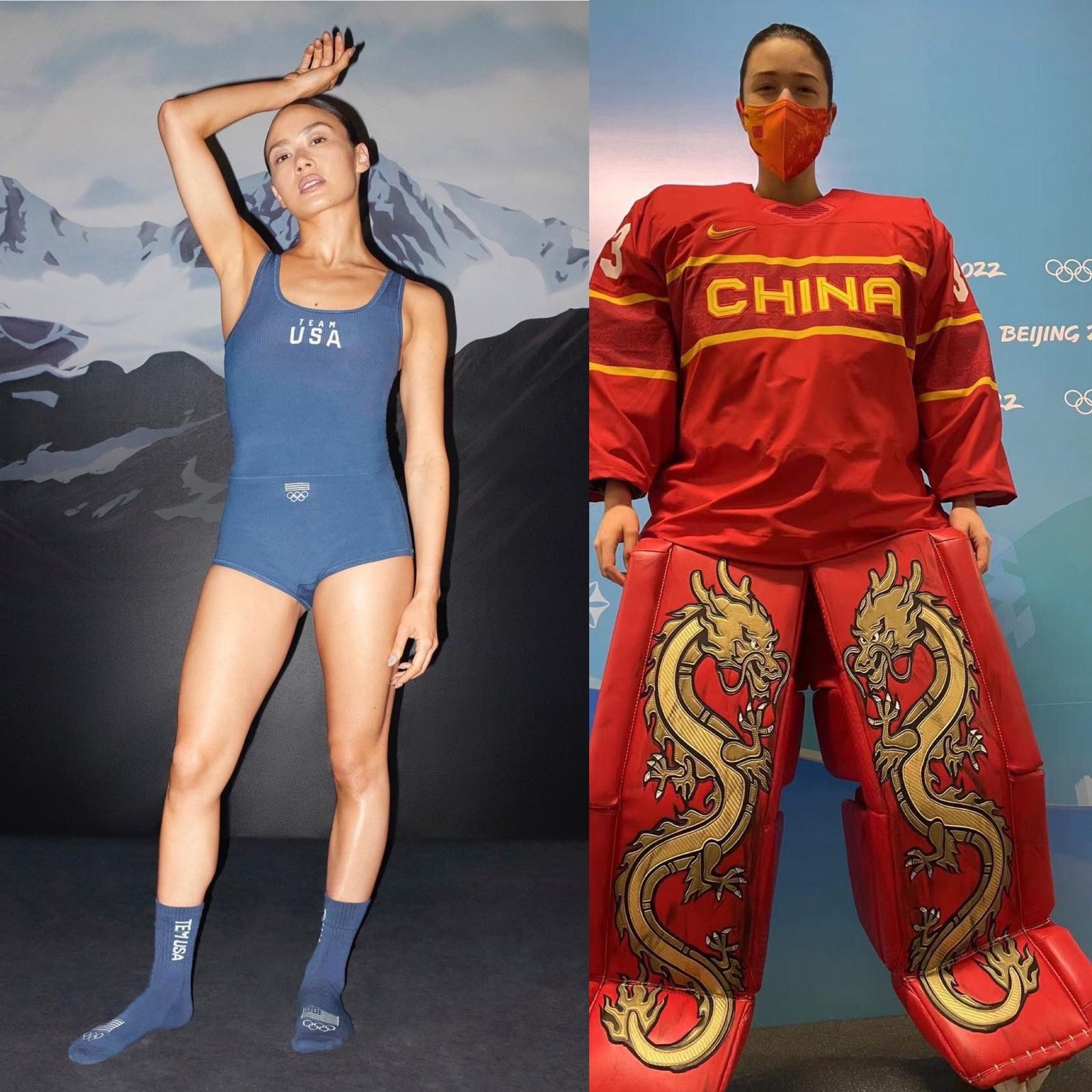 Team USA wearing Skims and China’s ice hockey team outfit for women are just some of the outfits you’ll expect to see during the Winter Games in Beijing.