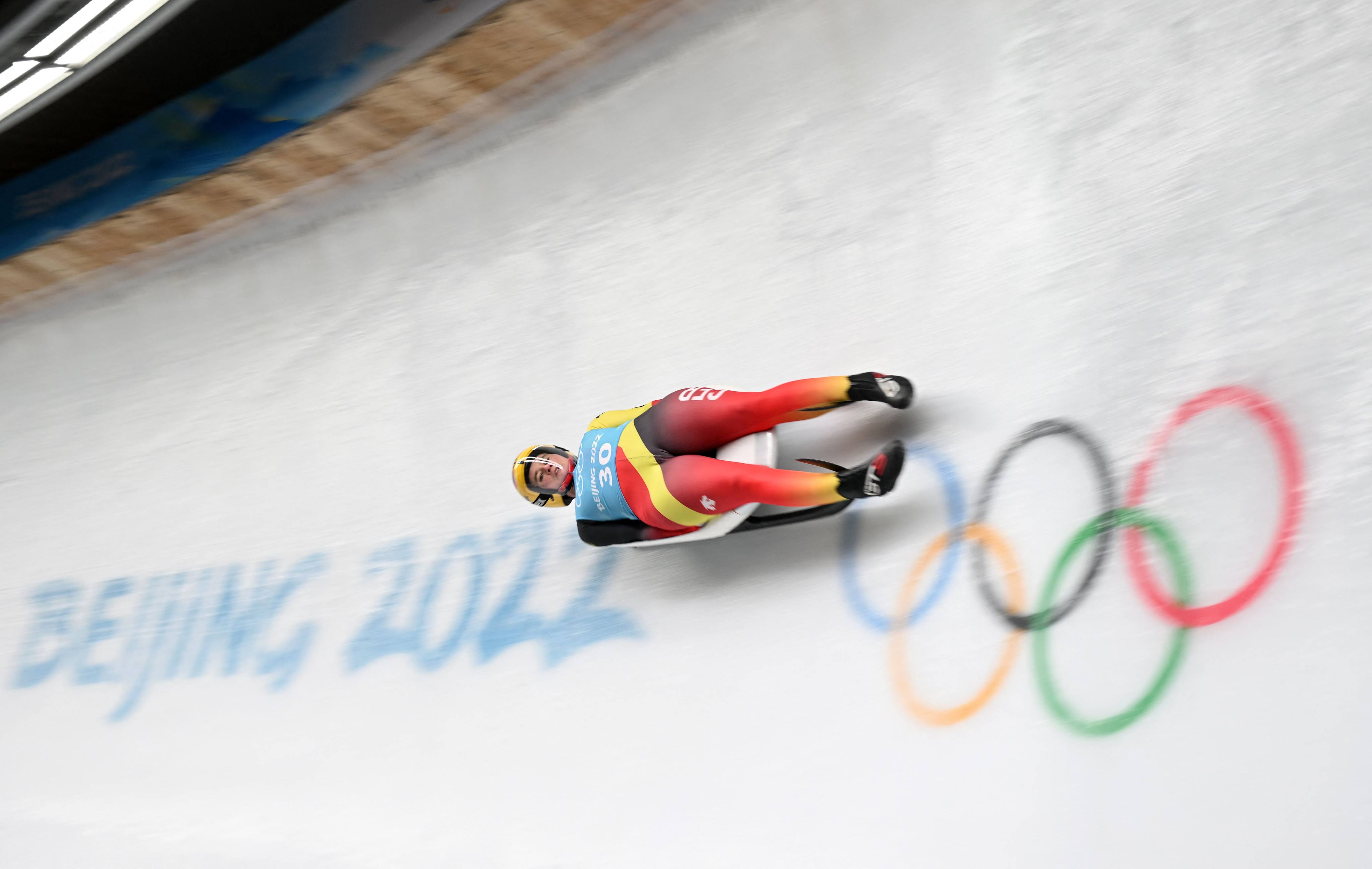 Germany’s Natalie Geisenberger takes part in the women’s singles luge training session at the Yanqing National Sliding Centre. Photo: AFP