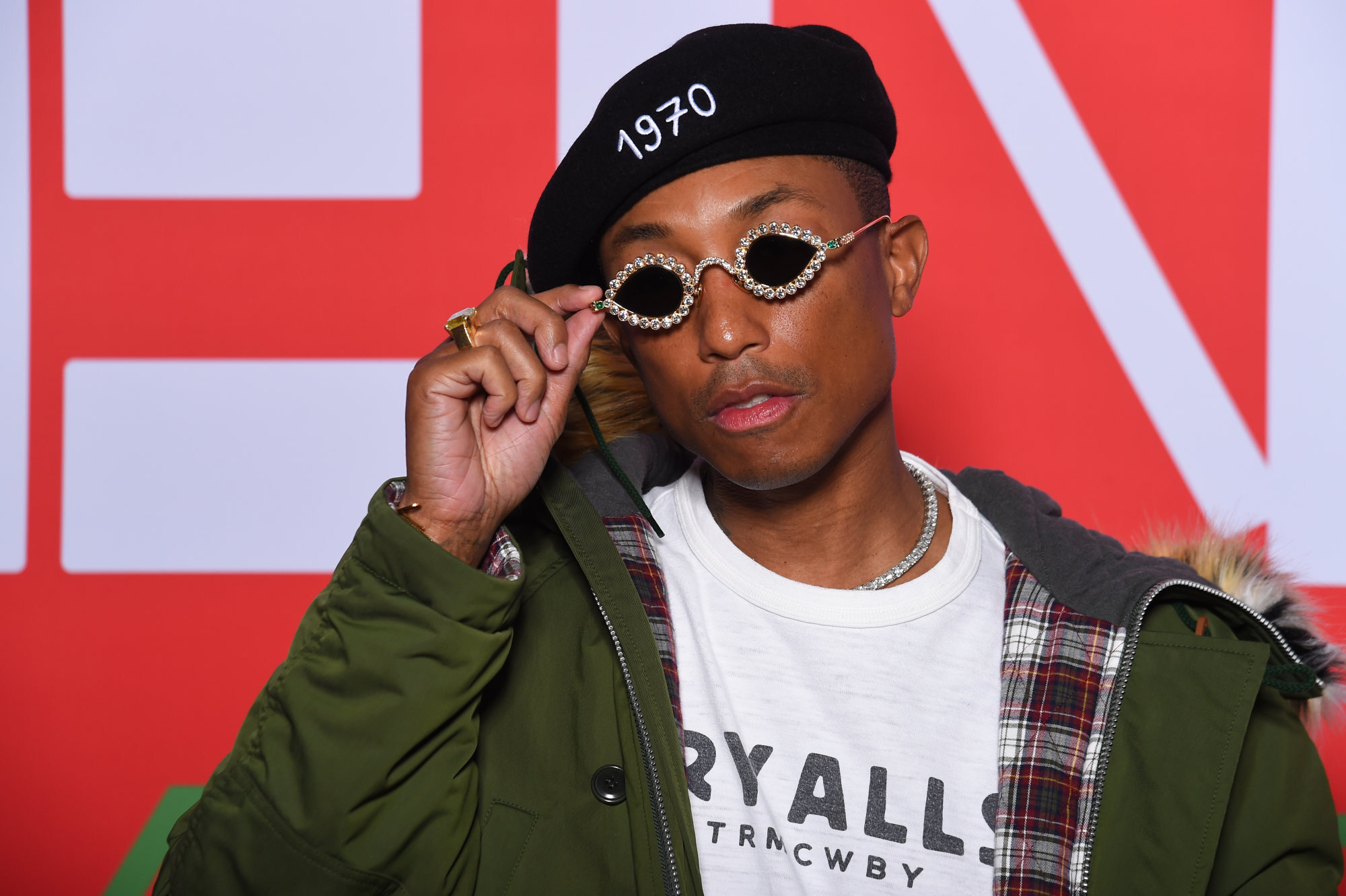 Pharrell Williams was called out for cultural appropriation for wearing these sunglasses. Photo: Stephane Cardinale/ Corbis via Getty Images