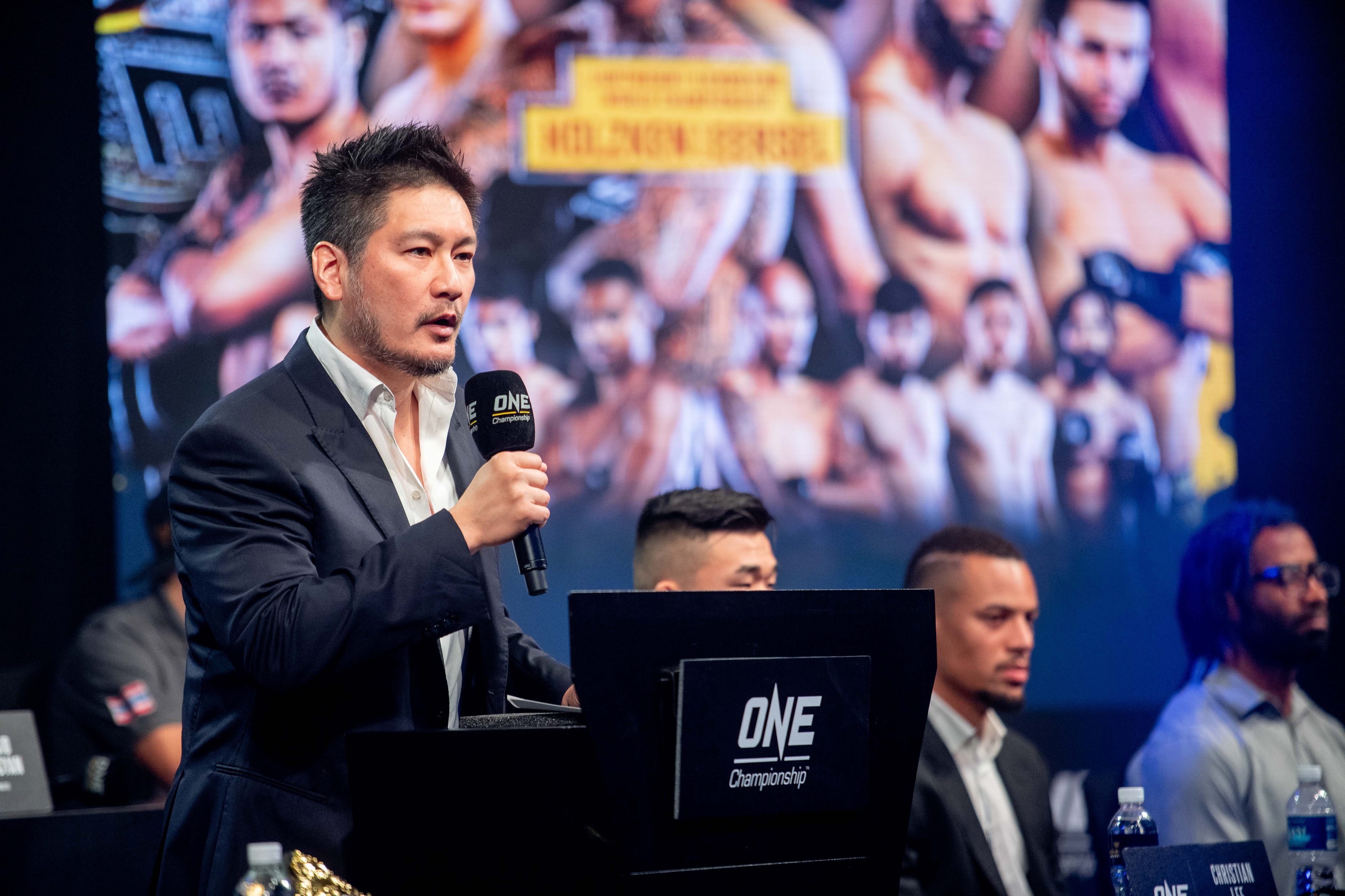 ONE Championship CEO Chatri Sityodtong speaks at a press conference. Photo: ONE Championship