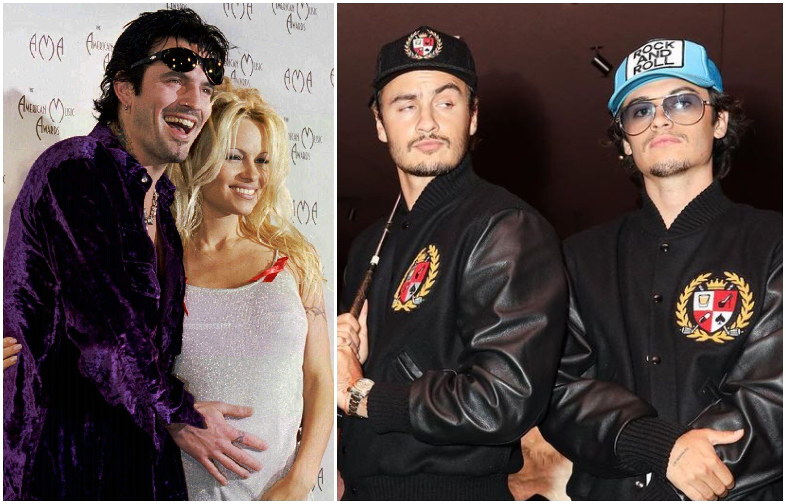 Brandon Thomas and Dylan Jagger Lee are following in the footsteps of their famous parents Pamela Anderson and Tommy Lee. Photos: Reuters, @swingersclubclassic/Instagram