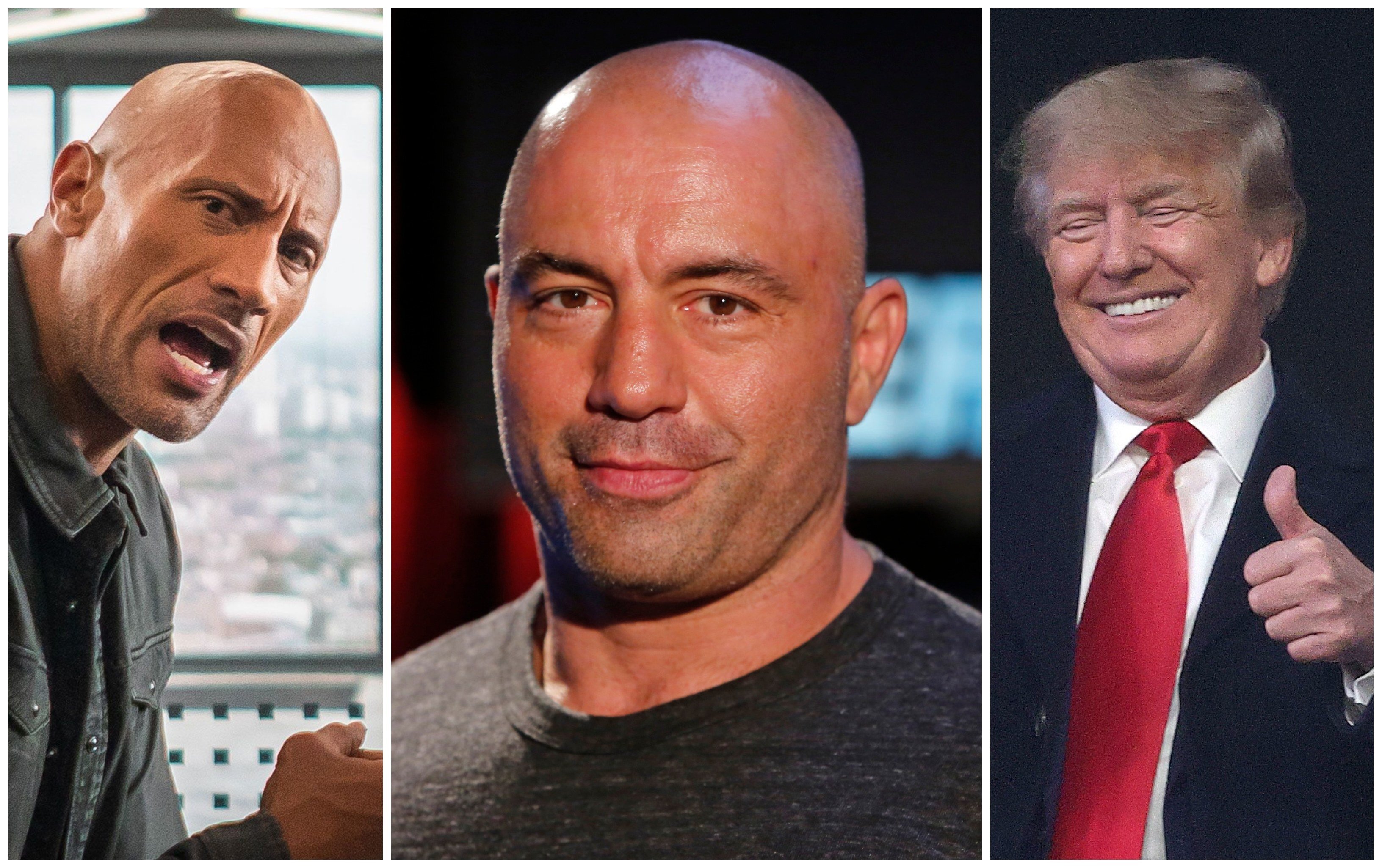 Joe Rogan apologised for past use of the N-word on his wildly popular podcast and everyone from Dwayne “The Rock” Johnson to Donald Trump weighed in with their reactions. Photos: Getty, AFP, Handout
