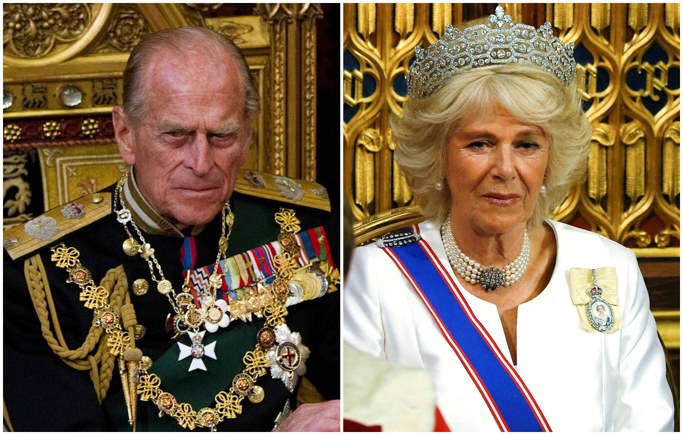 Prince Philip and Camilla, Duchess of Cornwall, in the House of Lords. Photos: EPA-EFE, Reuters