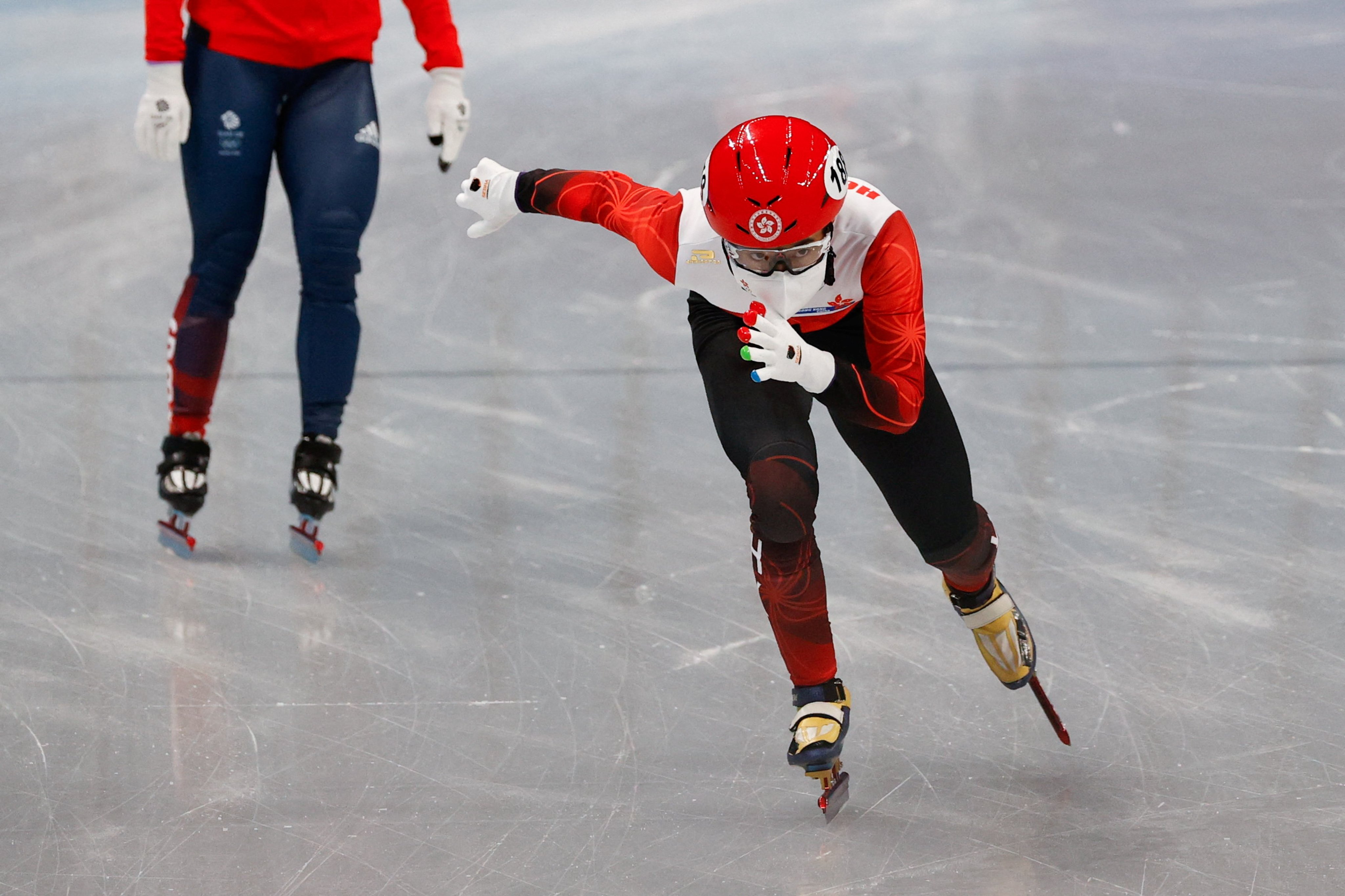 Hong Kong short-track speedskater Sidney Chu in a training session before the Beijing Winter Olympic Games men’s 500m short-track event at the Capital Indoor Stadium. Photo: Reuters   