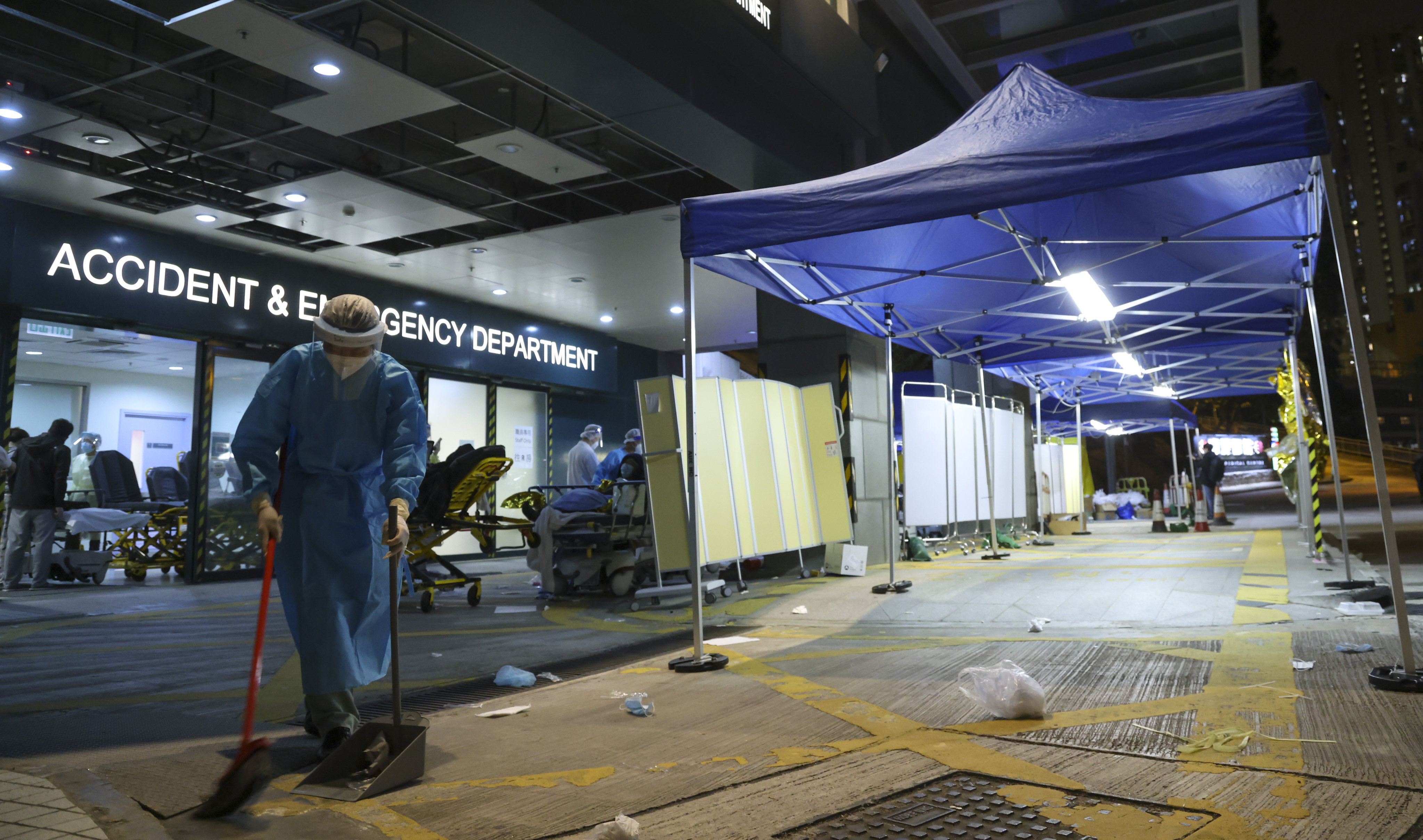 Patients have been moved inside at the accidental and emergency department of Caritas Medical Centre. Photo: May Tse