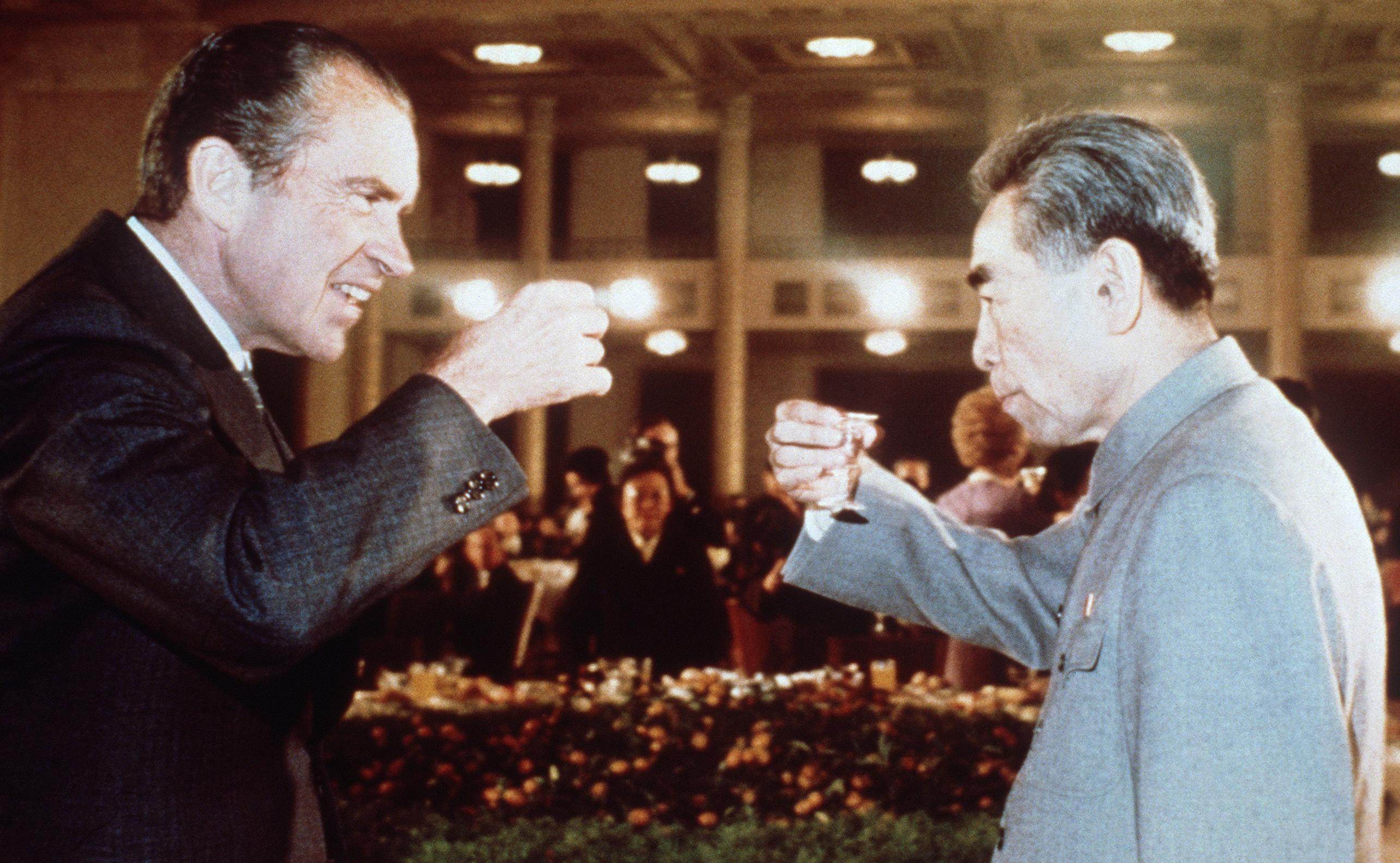 US president Richard Nixon toasts with Chinese premier Zhou Enlai in February 1972 in Beijing, during his official visit to China. Photo: AFP