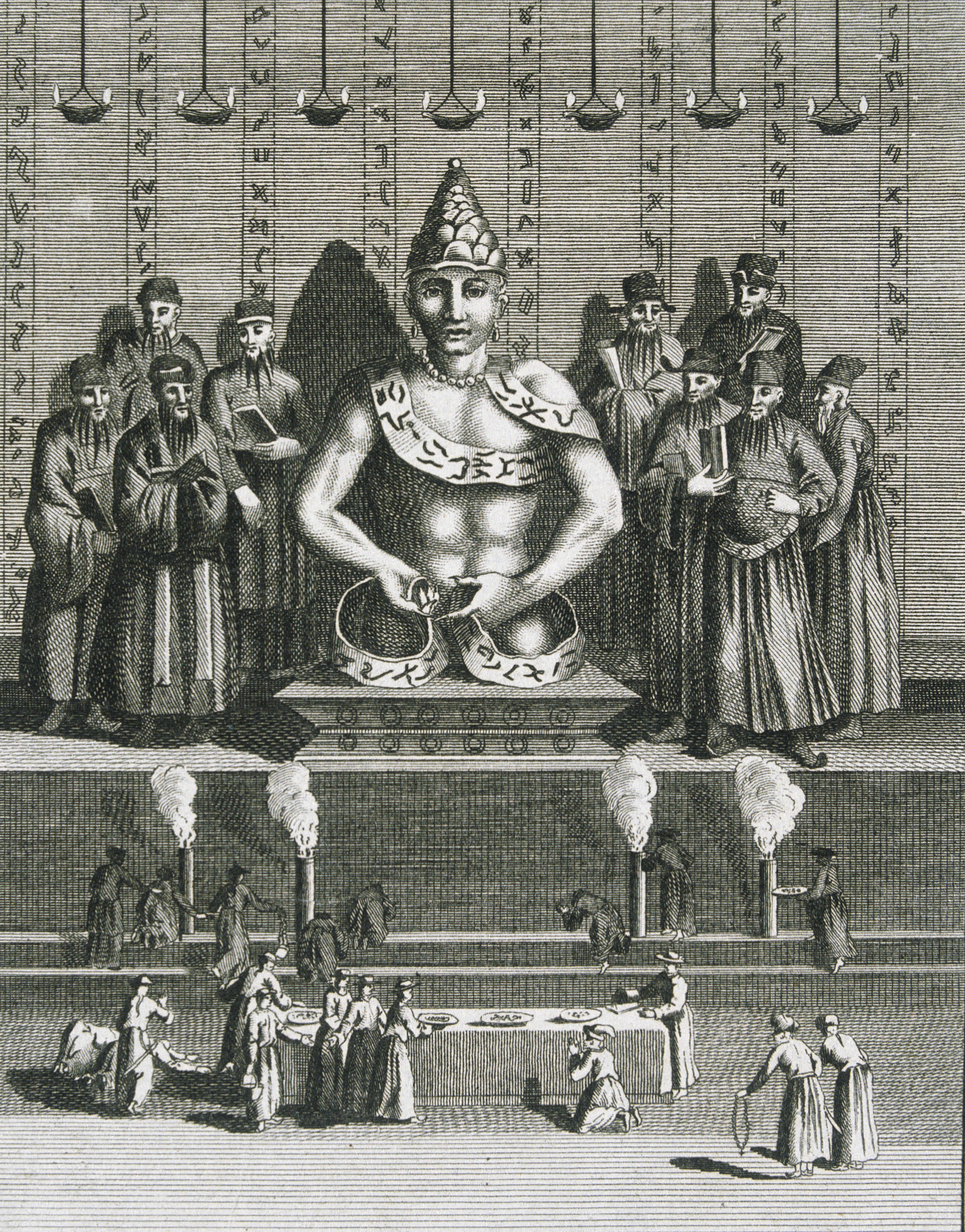 An 18th century engraving of the image of Confucius being worshipped. American philosophy professor Stephen Angle has written a guide to the Confucian moral code. Photo: Hulton-Deutsch Collection/Corbis via Getty Images