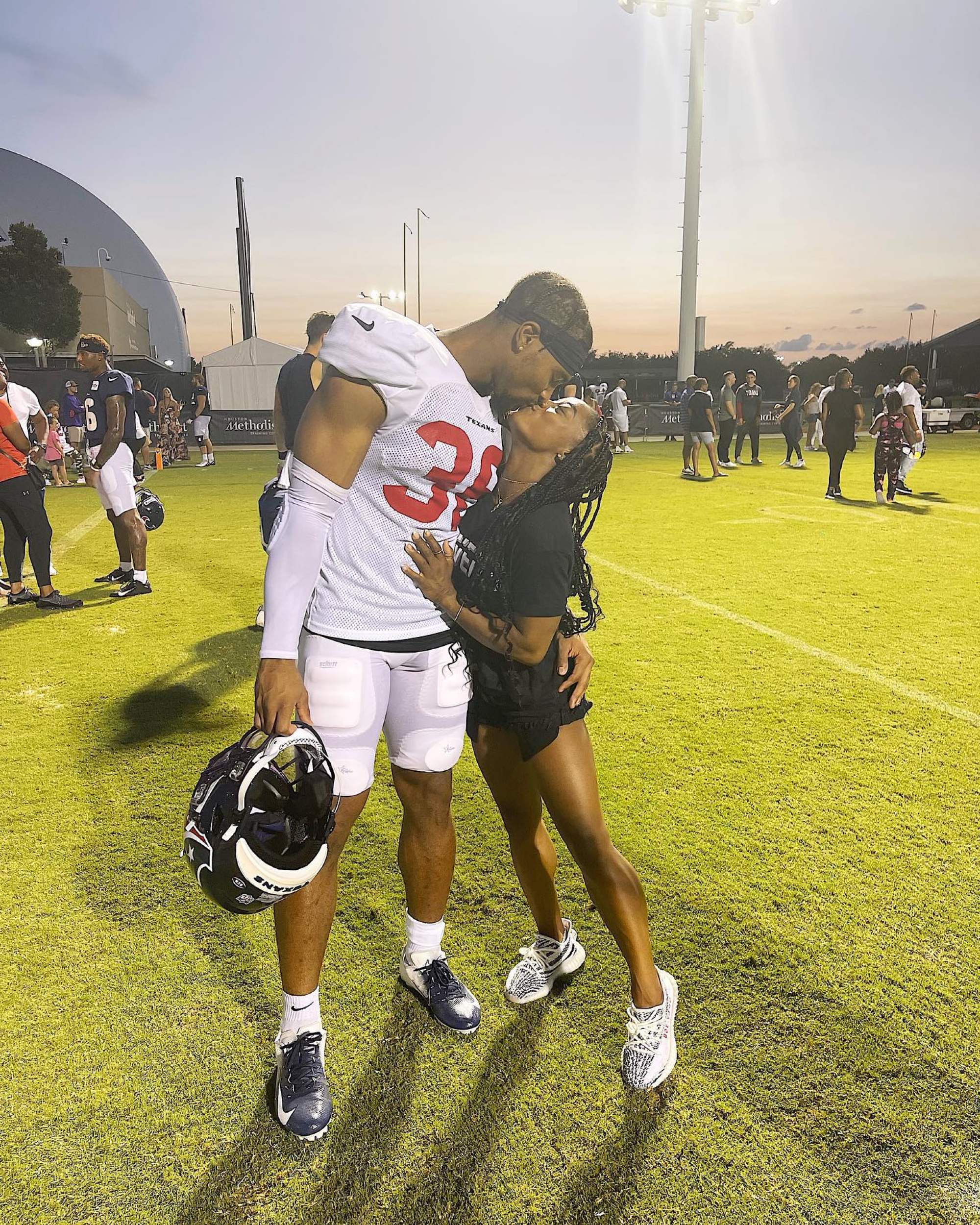 Simone Biles' Denim Shorts & Baseball Jersey With Jonathan Owens