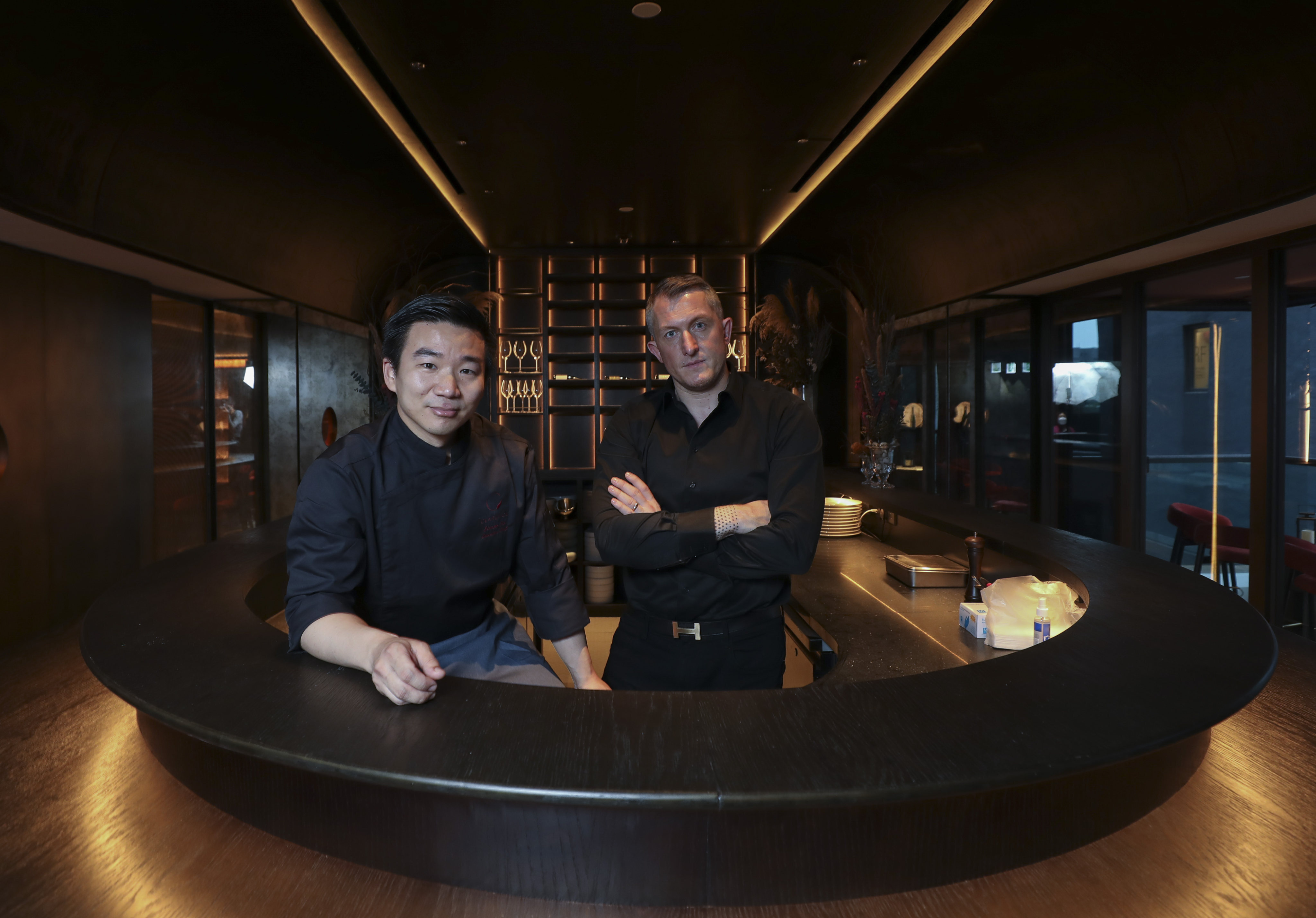 Executive chef Simon So (left) and Olivier Elzer at Clarence restaurant, in Central. Elzer created Clarence to present a lighter version of French food. Photo: Xiaomei Chen