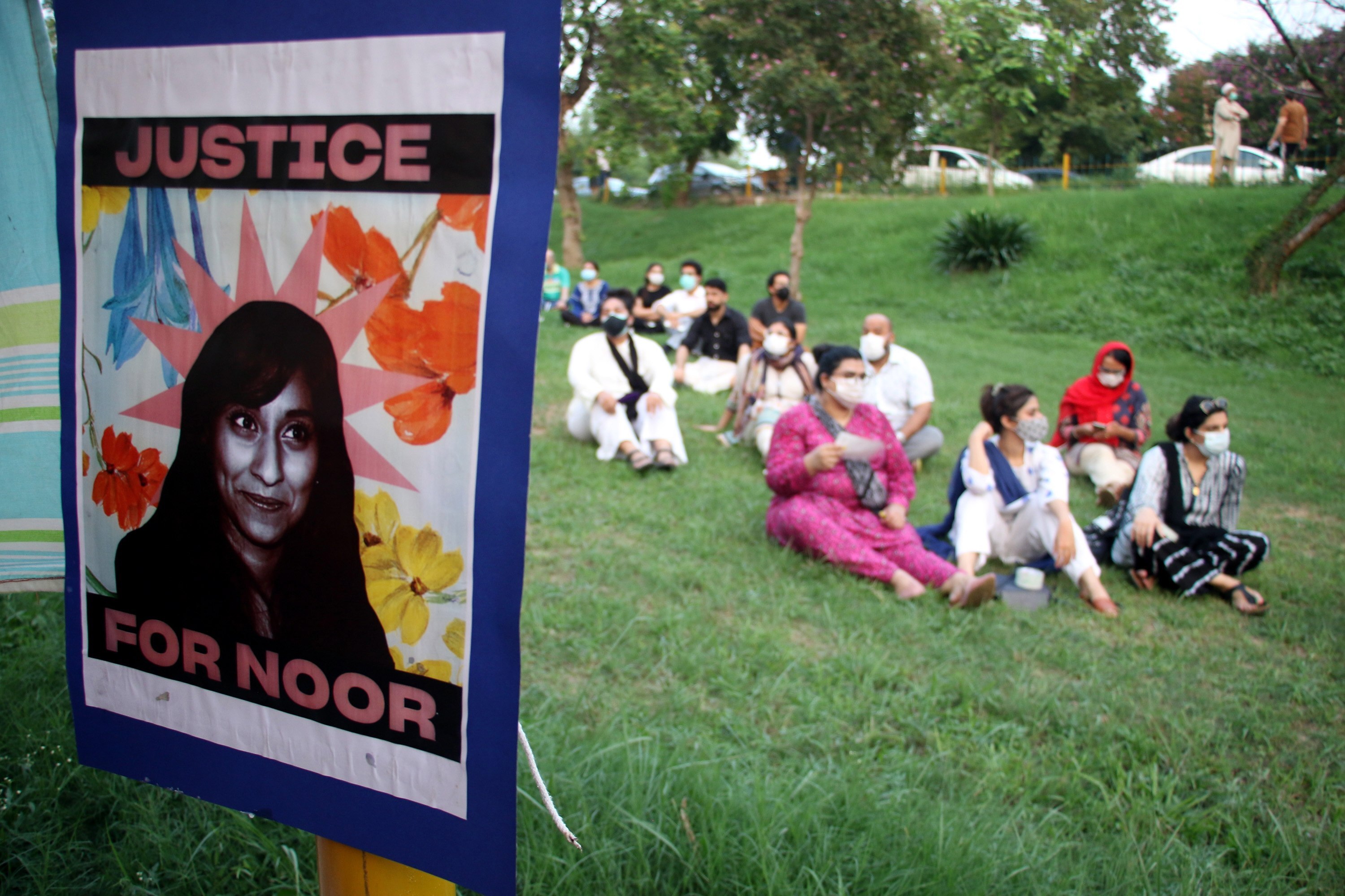 A protest for justice was held after Noor Mukadam was murdered. Photo: EPA