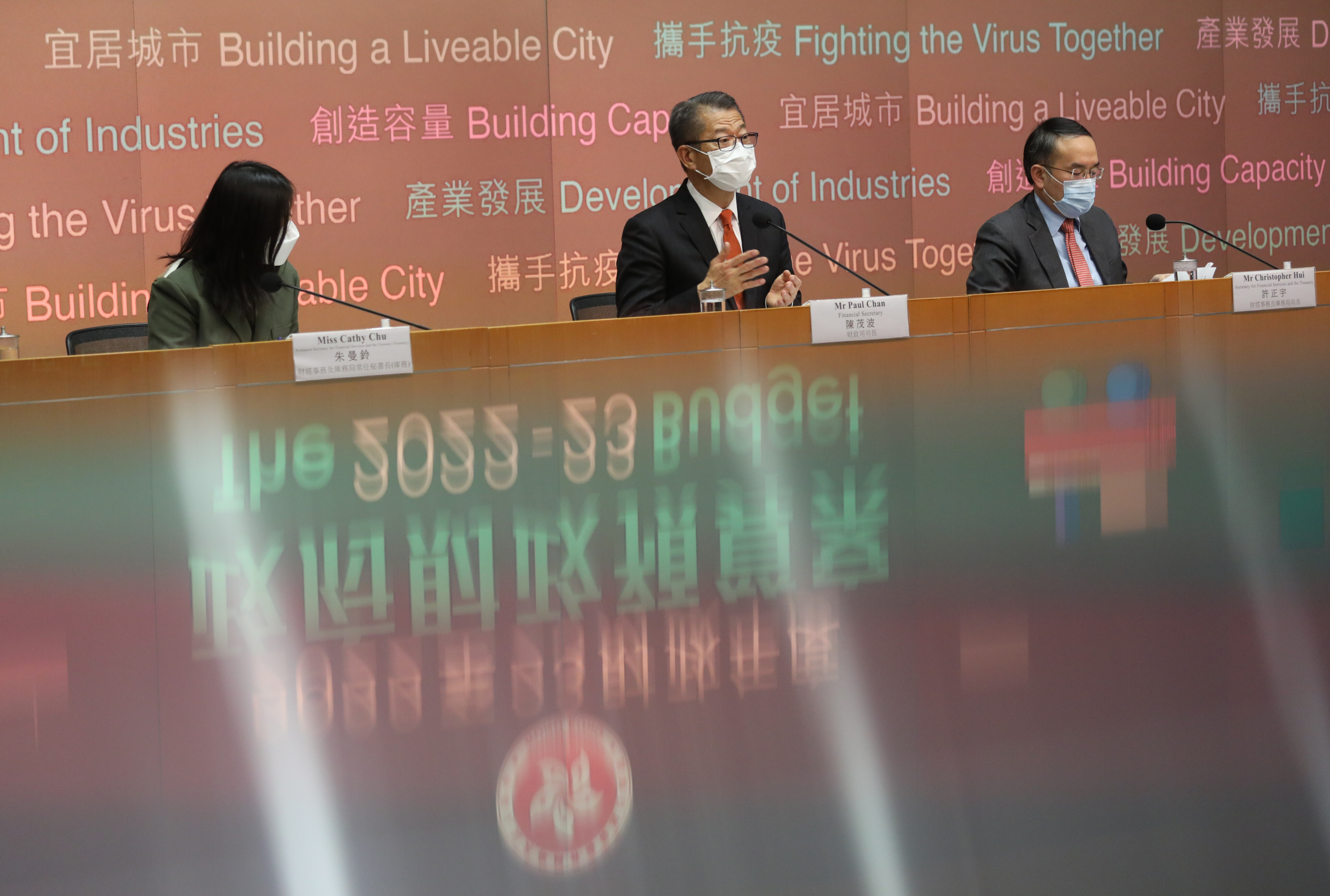 Financial Secretary Paul Chan addresses the media after his budget speech. Photo: Yik Yeung-man