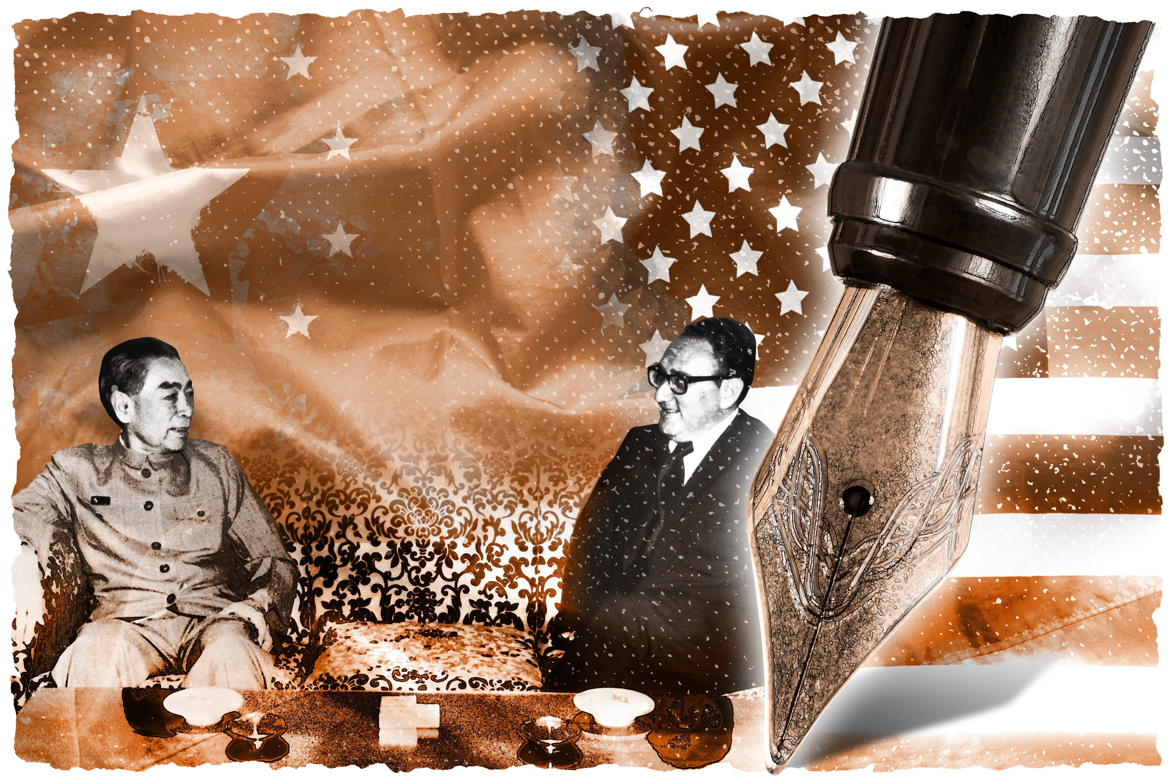 The Shanghai Communique, drafted by Zhou Enlai and Henry Kissinger, became arguably the most important breakthrough agreement in the history of the US-China relations. Image: SCMP Graphic