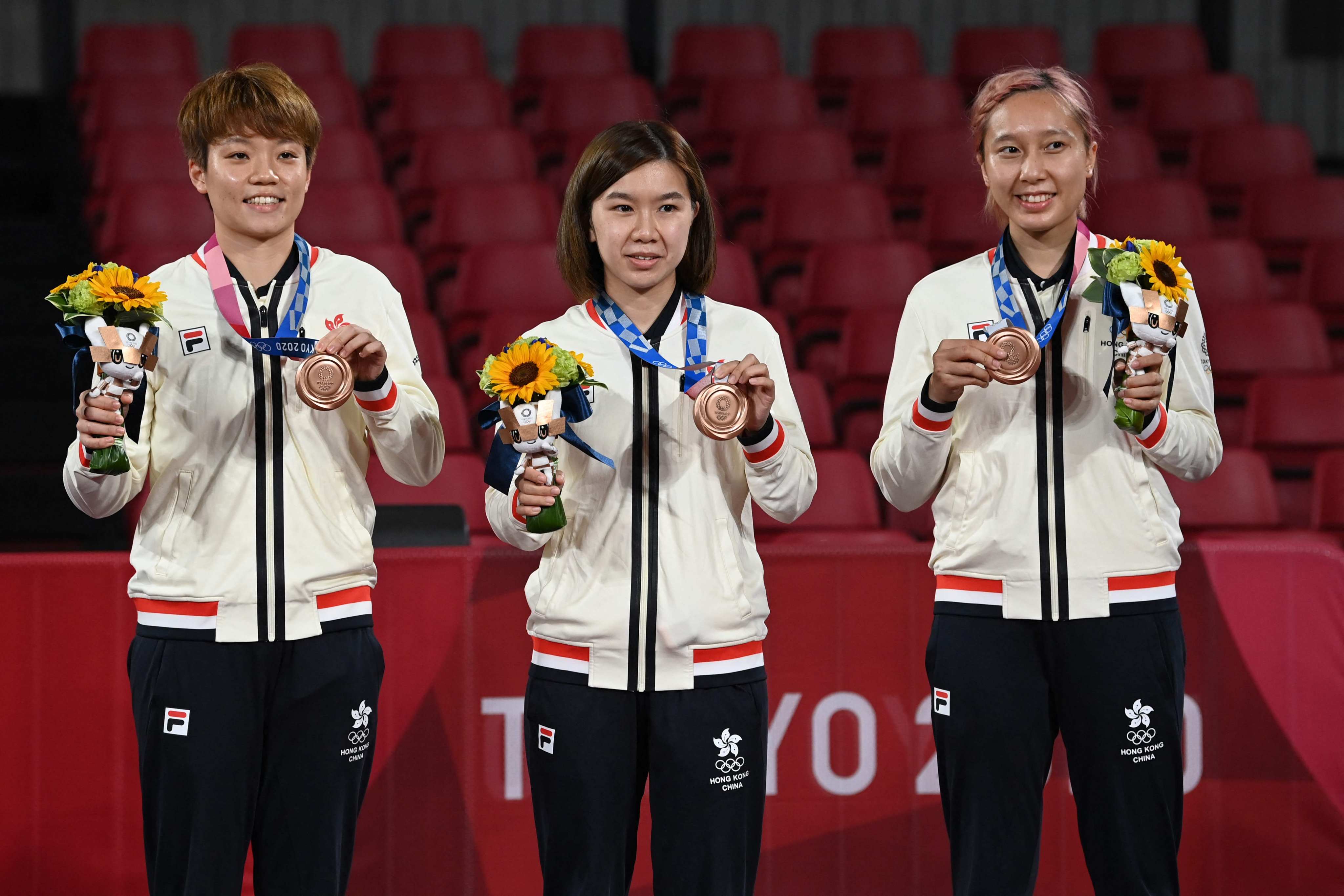 Hong Kong’s Olympic medal winning trio - Doo Hoi-kem, Lee Ho-ching and Minnie Soo Wai-yam (from left) will be featured in the inaugural Singapore Smash. Photo: AFP